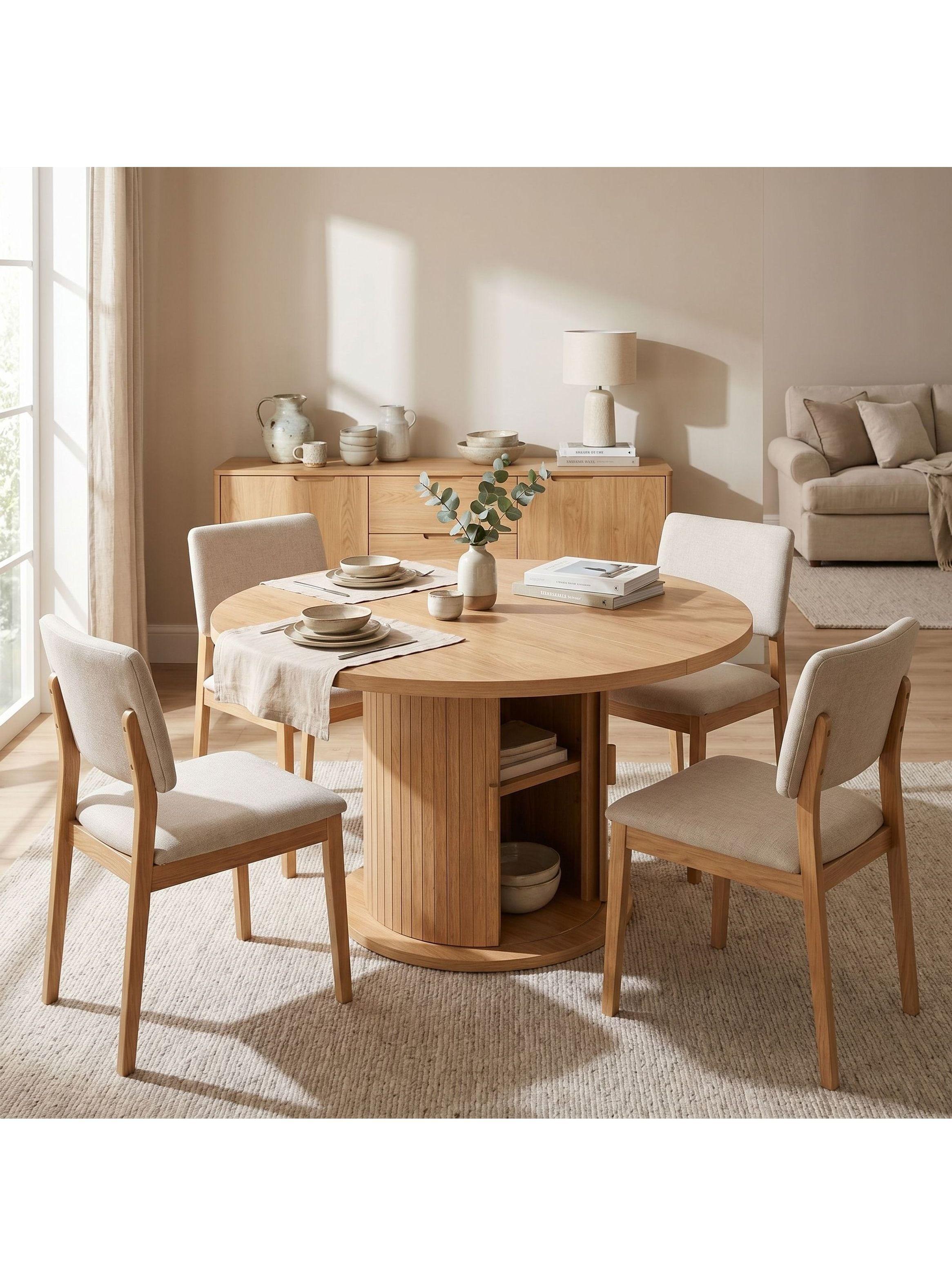 Mesa Comedor France Extendible 110-150cm Con Almacenamiento Marrón Claro-6