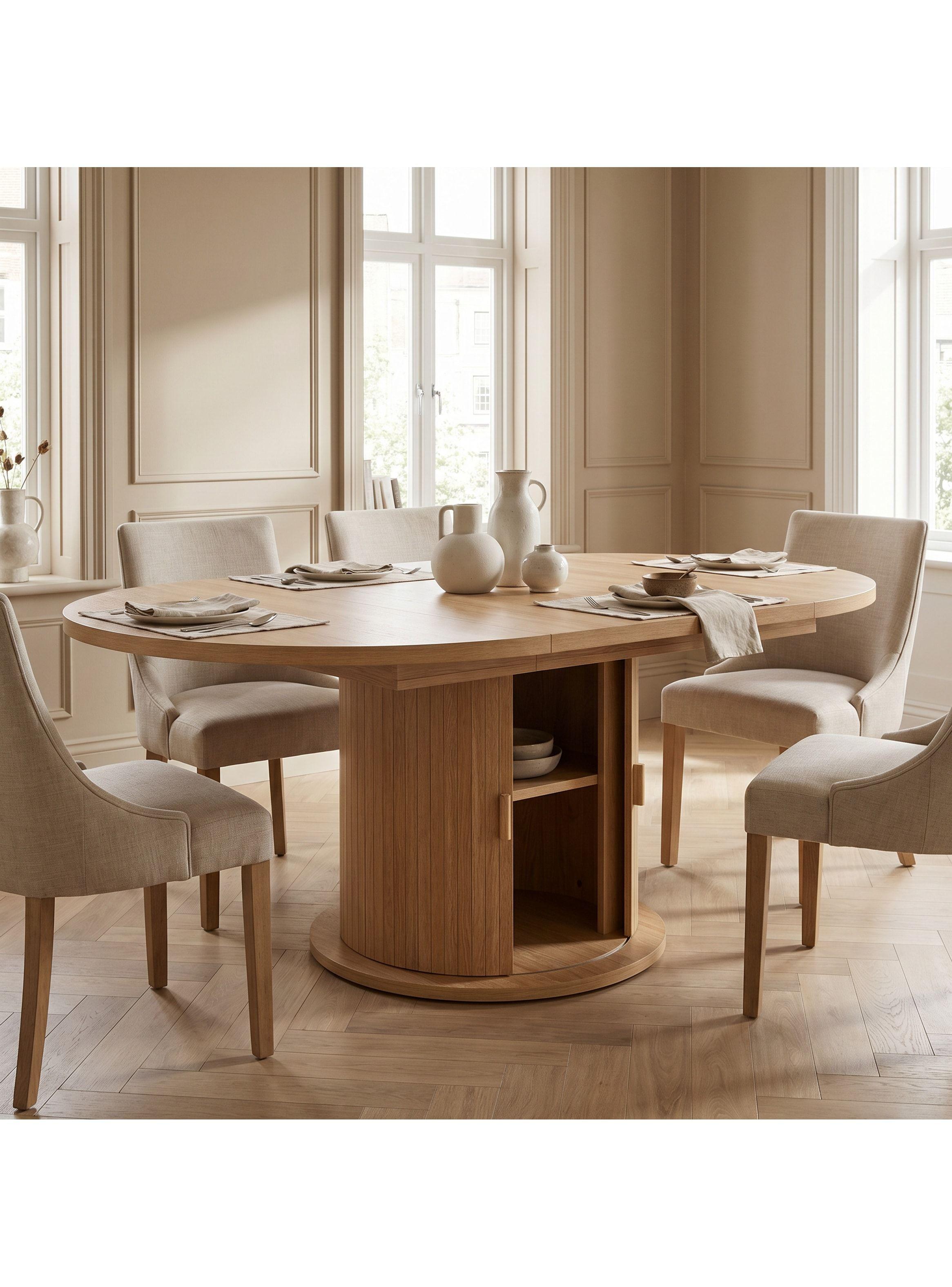 Mesa Comedor France Extendible 110-150cm Con Almacenamiento Marrón Claro-7