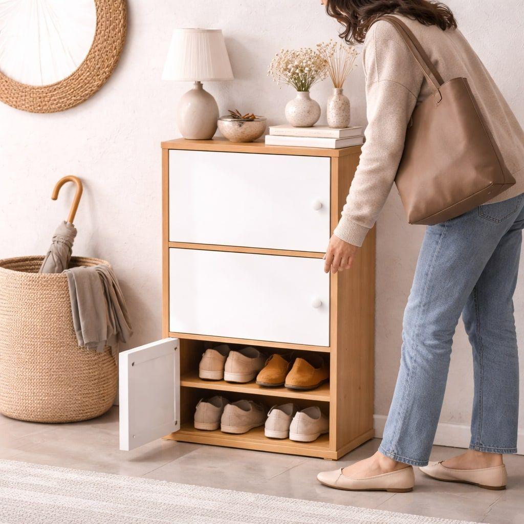 Zapatero Gabinete Comoda Organiador De Zapato Con 3 Puertas-3