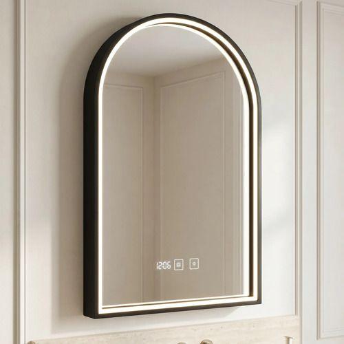 Espejo Marco Melalico Con Luz Led Touch Para Baño 50x70cm Negro-3