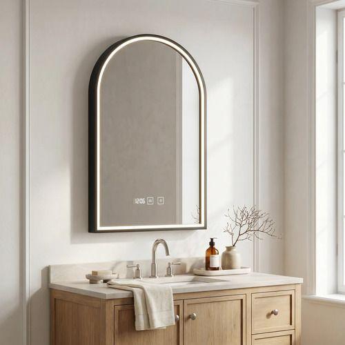 Espejo Marco Melalico Con Luz Led Touch Para Baño 50x70cm Negro-7