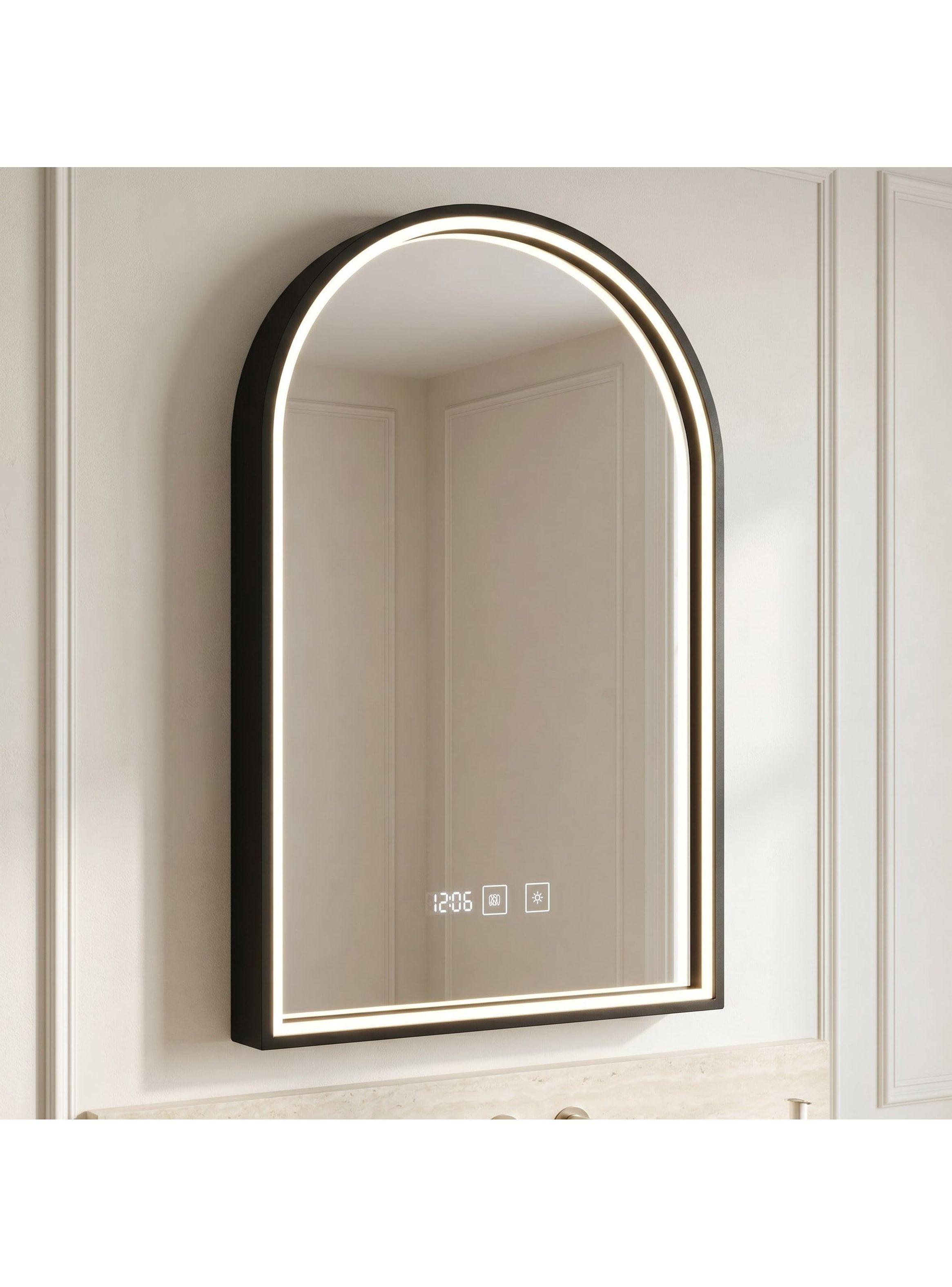 Espejo Marco Melalico Con Luz Led Touch Para Baño 50x70cm Negro-3