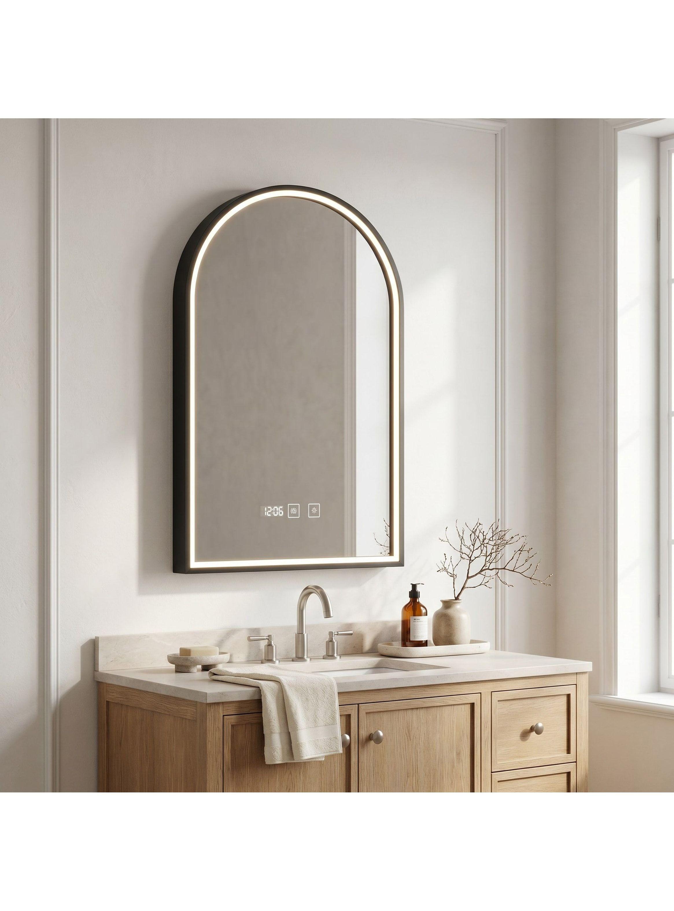 Espejo Marco Melalico Con Luz Led Touch Para Baño 50x70cm Negro-7