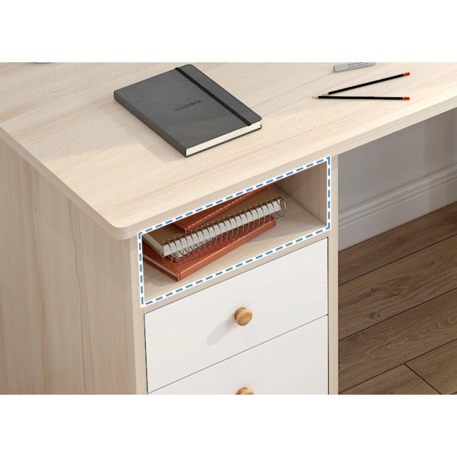 Homer Design Escritorio Oficina Madera Con Cajones Reforzado Pie Redondo-5