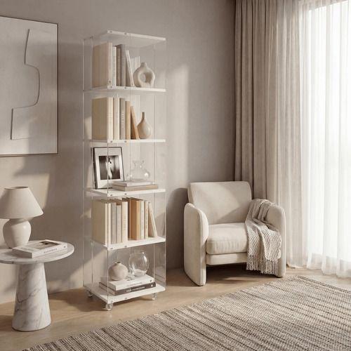 Biblioteca Librero Giratorio Libros Transparente 165x40cm Blanco-2