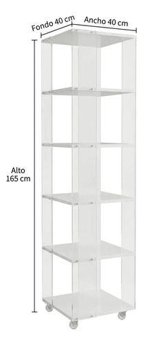 Biblioteca Librero Giratorio Libros Transparente 165x40cm Blanco-5