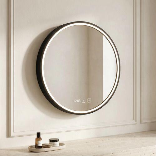Espejo Marco Melalico Con Luz Led Touch Para Baño 60cm Negro-5