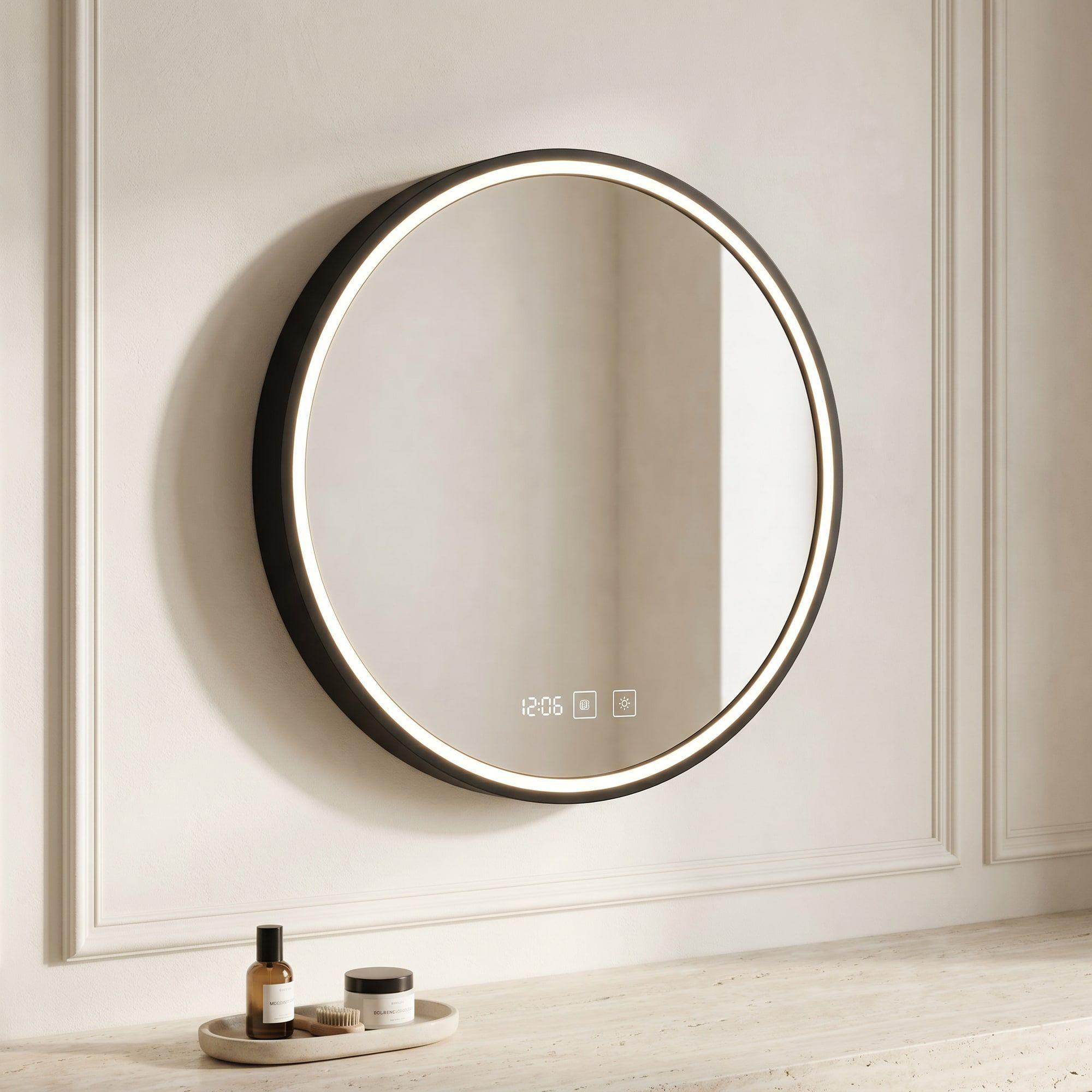 Espejo Marco Melalico Con Luz Led Touch Para Baño 60cm Negro-5