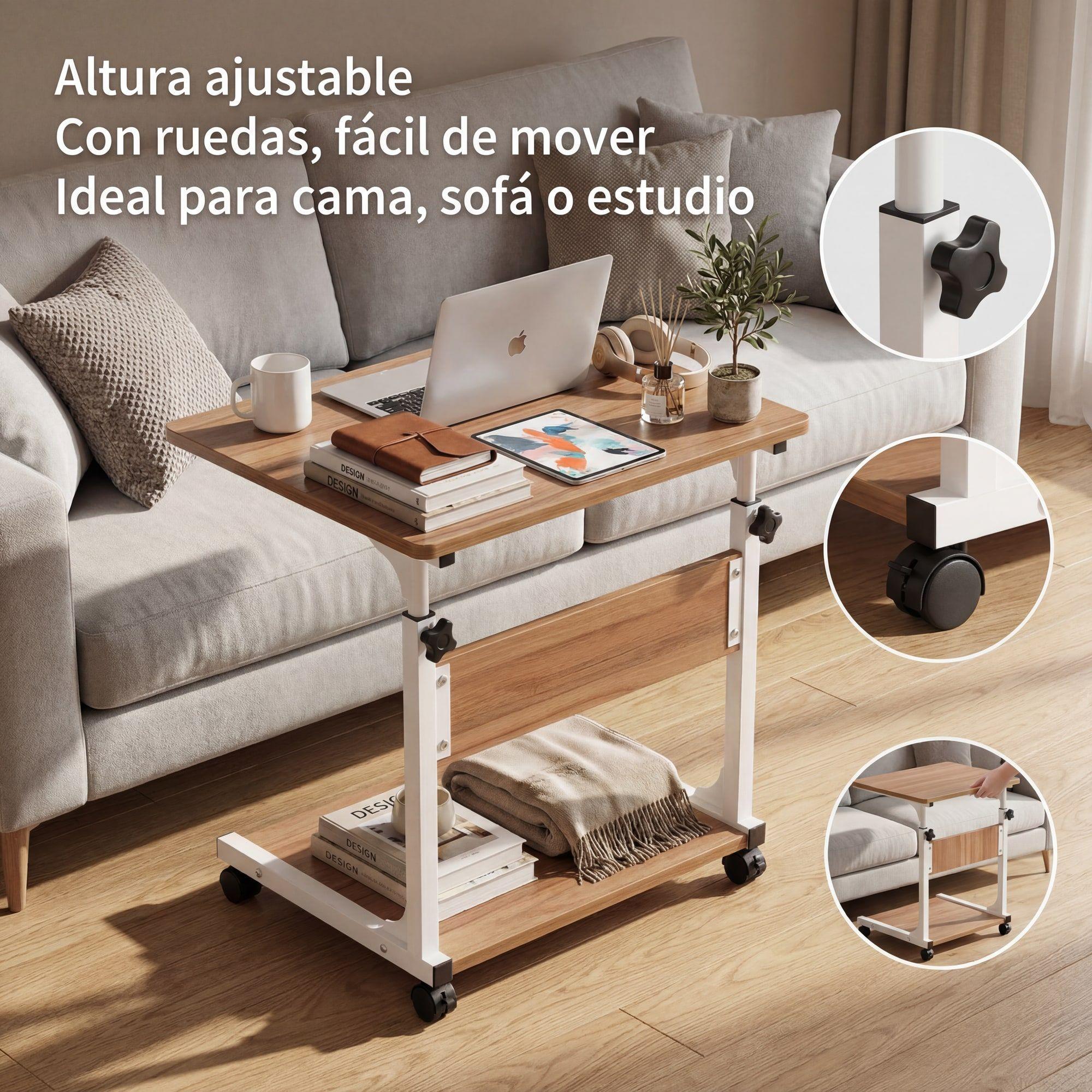 Mesa Portatil Multifuncion Para Cama Escritorio Con Rueda-2