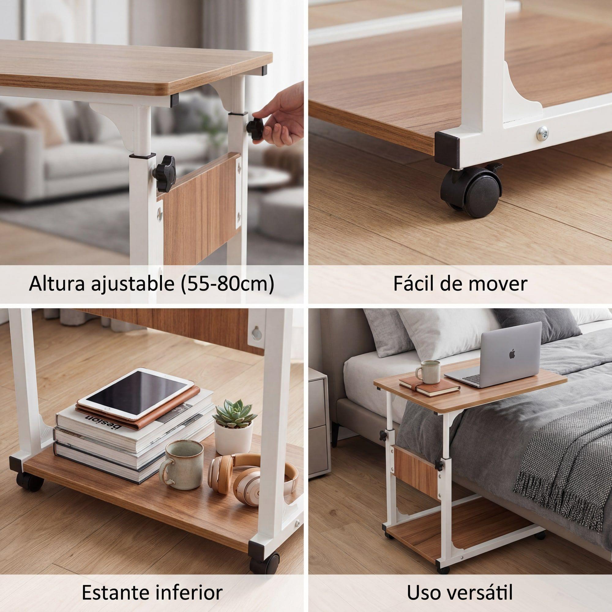 Mesa Portatil Multifuncion Para Cama Escritorio Con Rueda-3