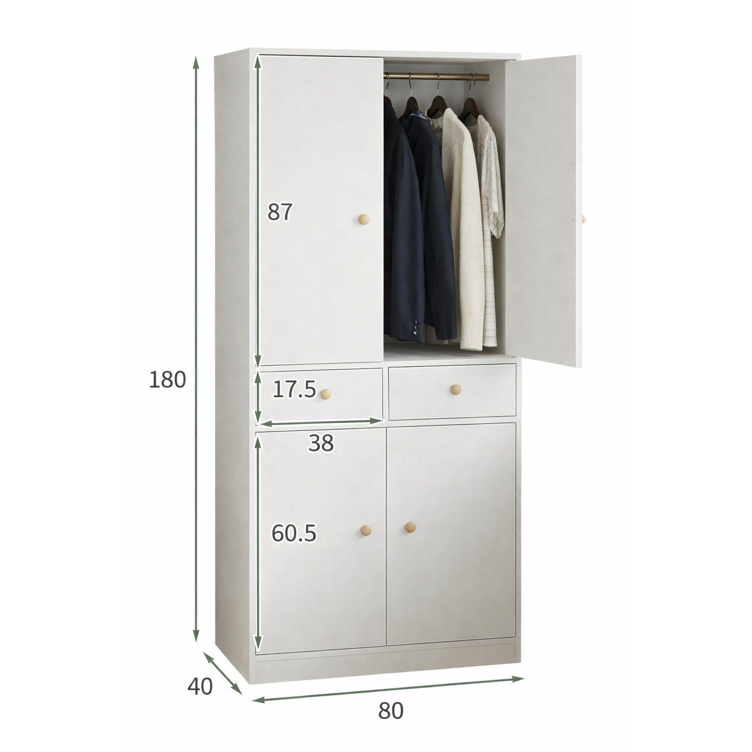 Closet Armario Estante Organizador De Ropa 180cm Con Barra Marrón-5