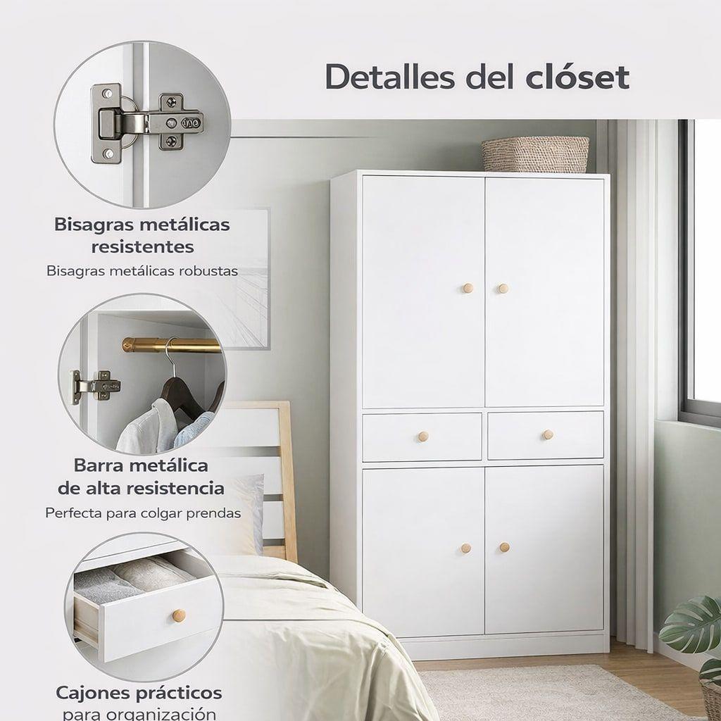 Closet Armario Estante Organizador De Ropa 180cm Con Barra Marrón-2