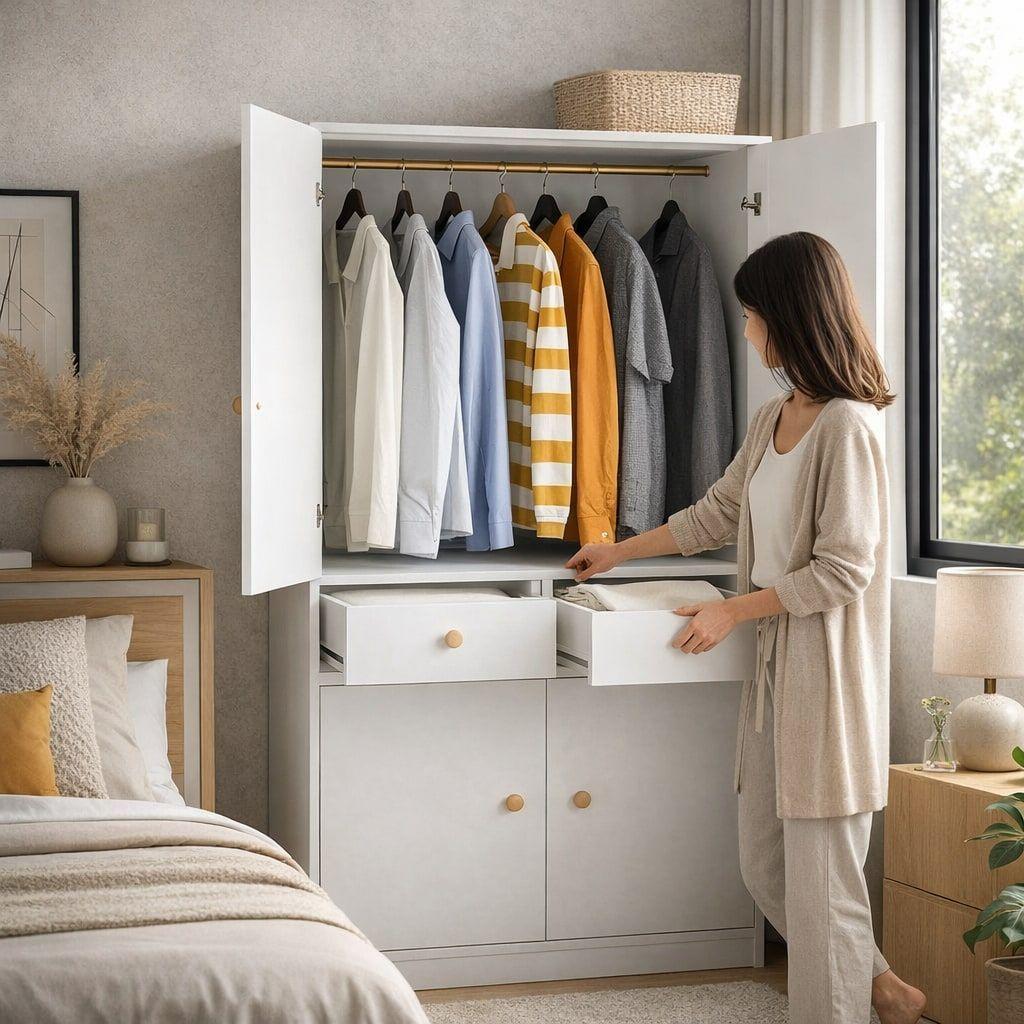 Closet Armario Estante Organizador De Ropa 180cm Con Barra Marrón-4