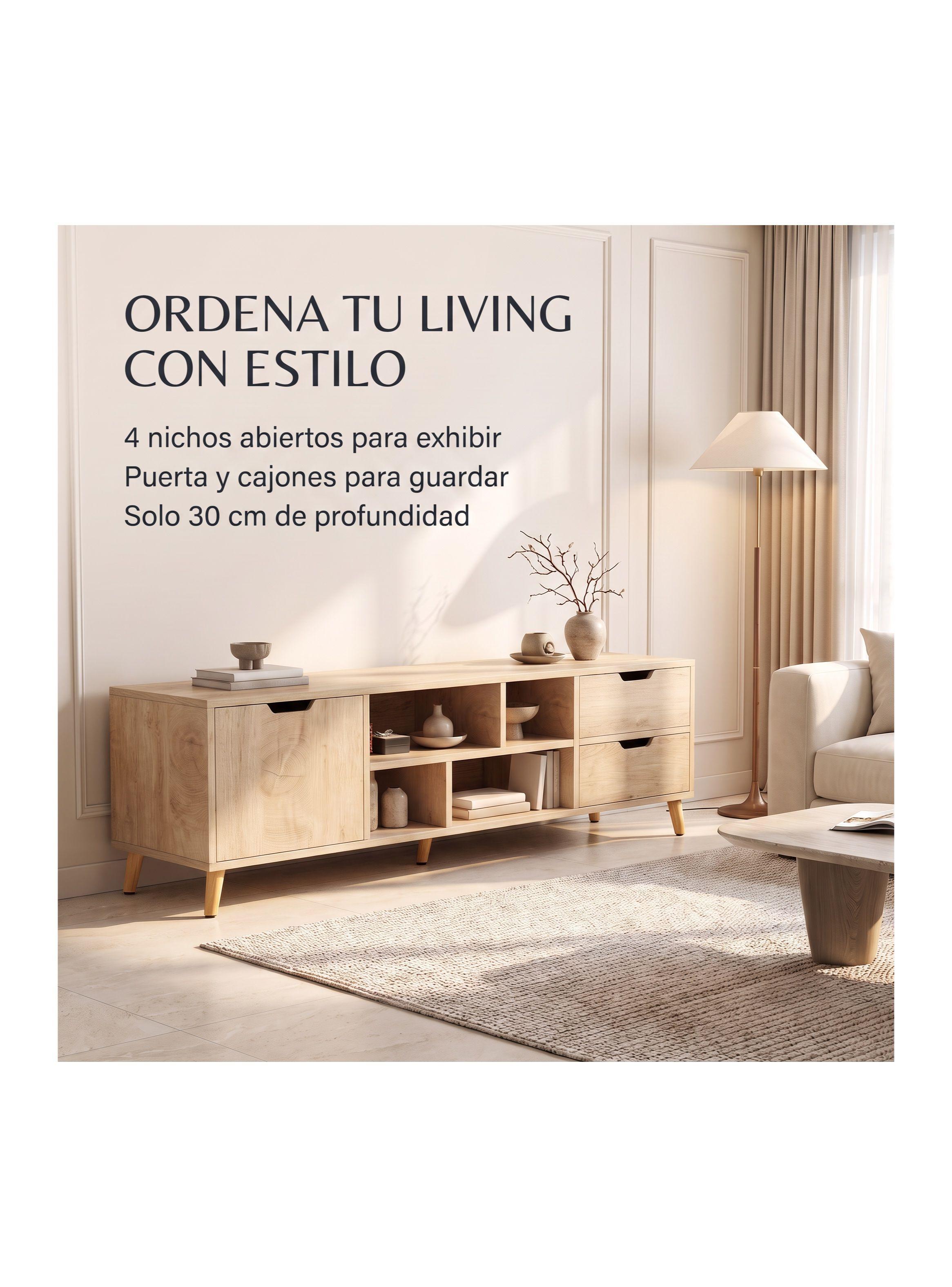 Rack TV Matteo 120 Cm Con 1 Puerta 2 Cajones Y Estantes-7