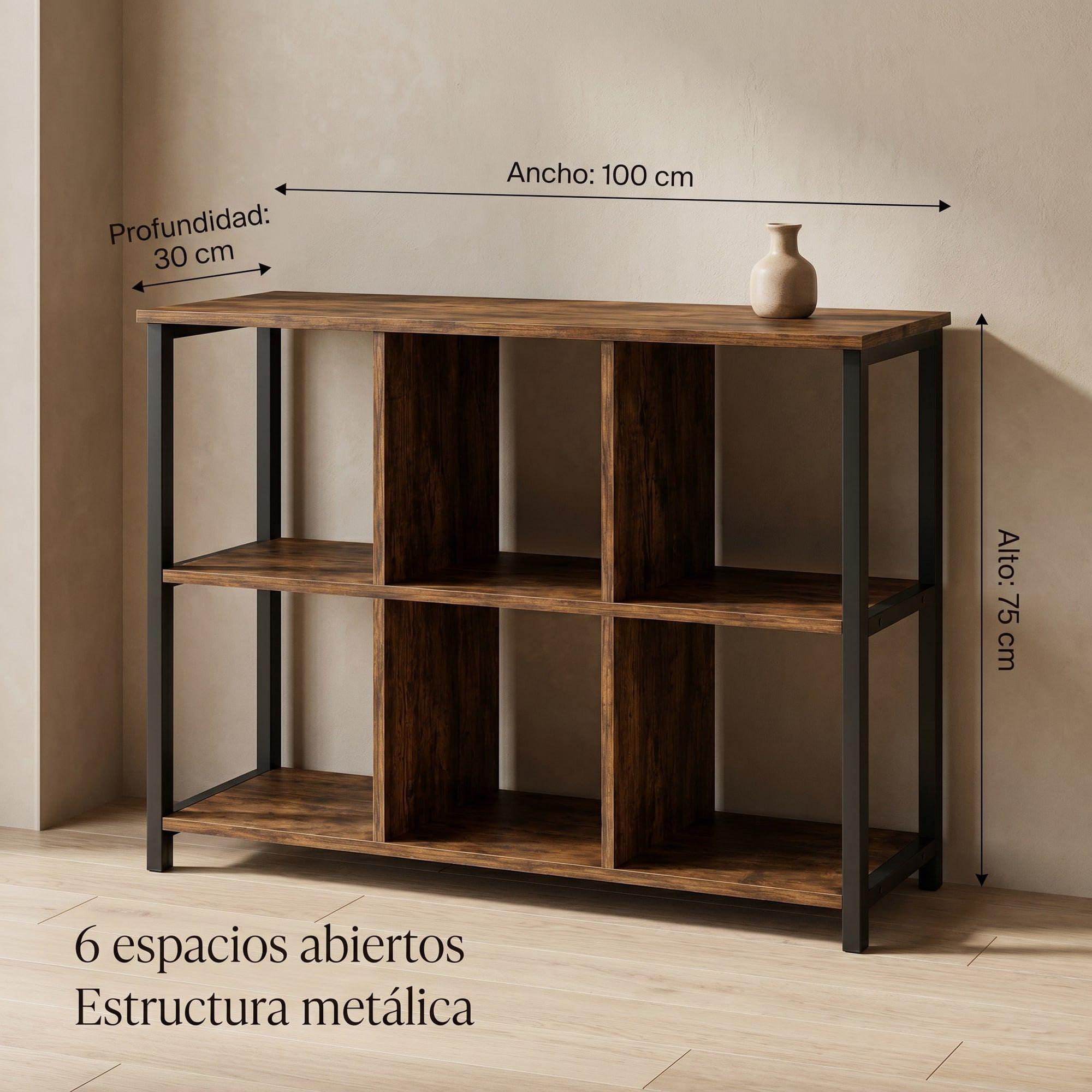 Biblioteca Multiuso Librero Organizador Estanteria 100x30x75 Marrón-2