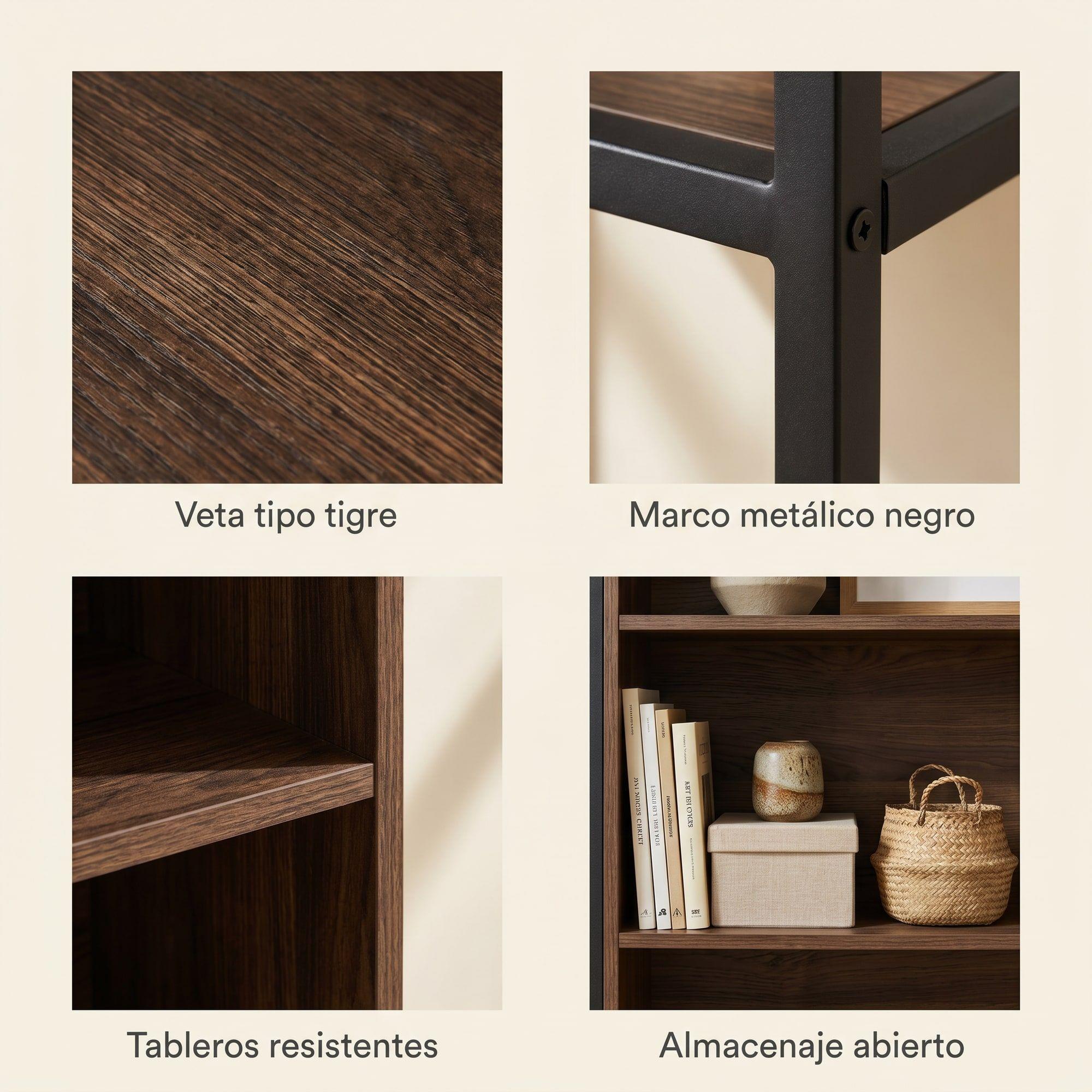Biblioteca Multiuso Librero Organizador Estanteria 100x30x75 Marrón-3