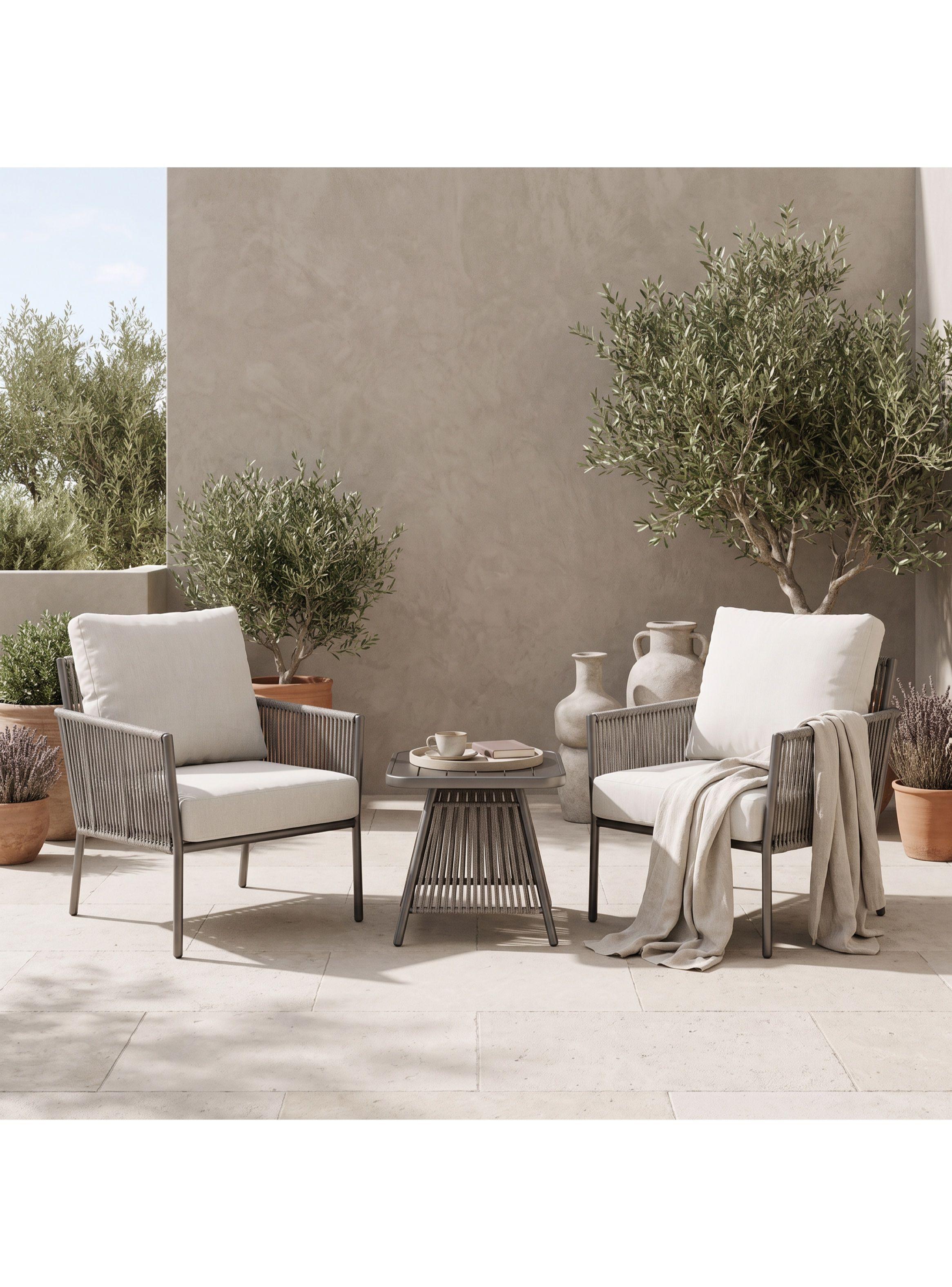 Juego De Terraza Lavinia 3 Piezas 2 Sillones Mesa Y Cojines Gris-0