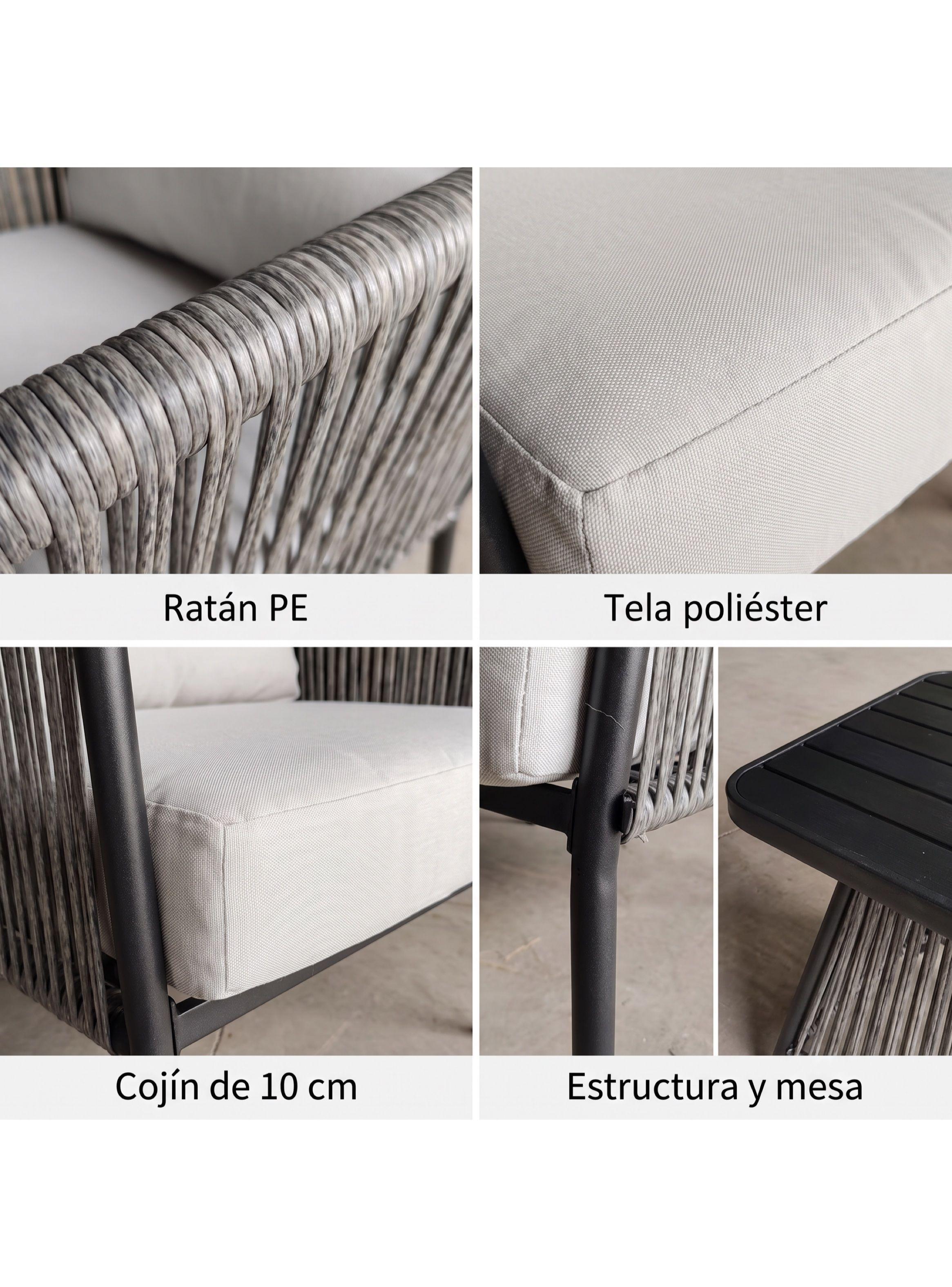 Juego De Terraza Lavinia 3 Piezas 2 Sillones Mesa Y Cojines Gris-3