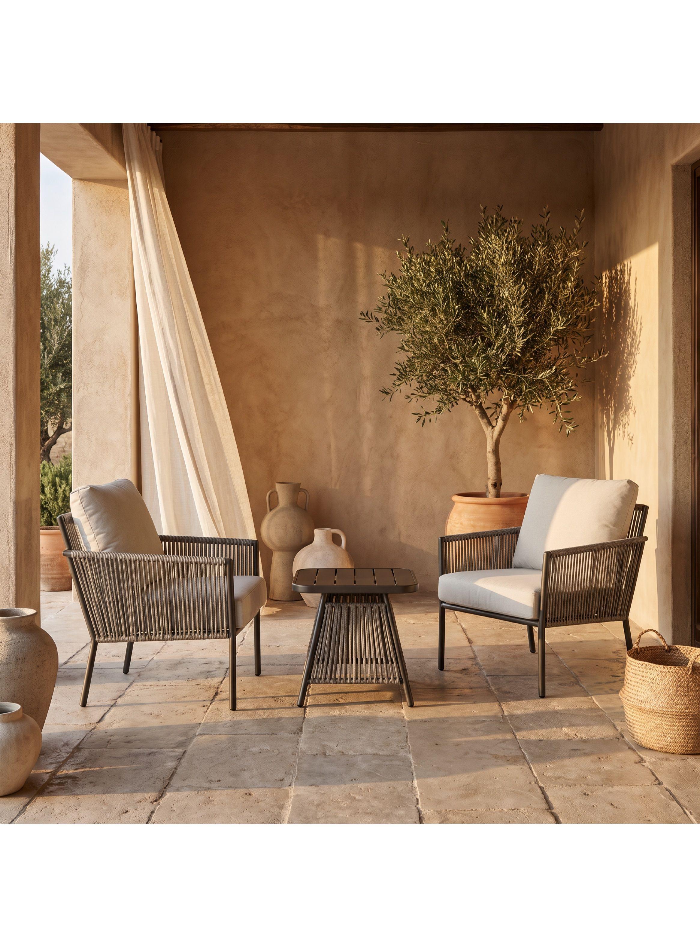 Juego De Terraza Lavinia 3 Piezas 2 Sillones Mesa Y Cojines Gris-6