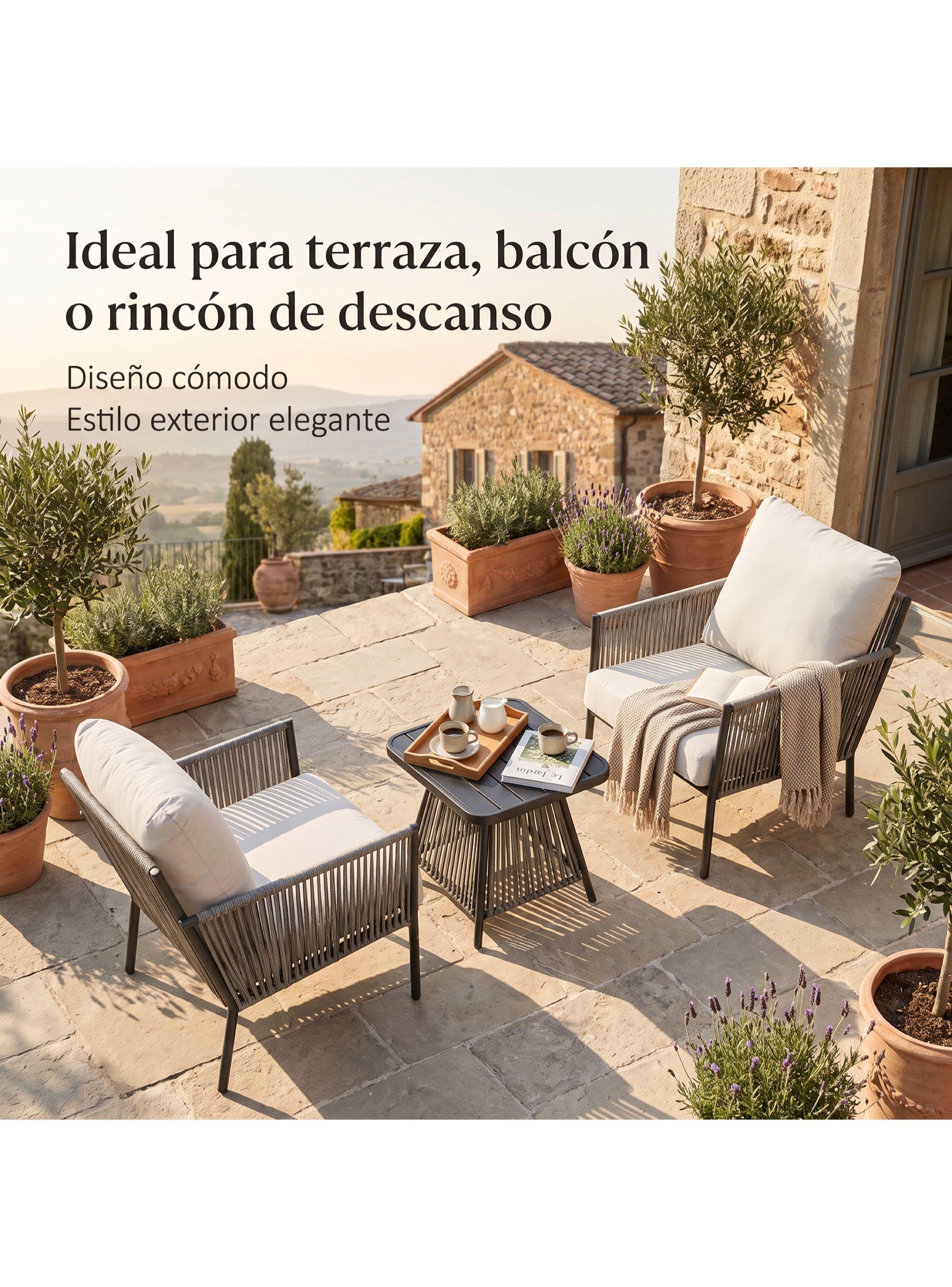 Juego De Terraza Lavinia 3 Piezas 2 Sillones Mesa Y Cojines Gris-7
