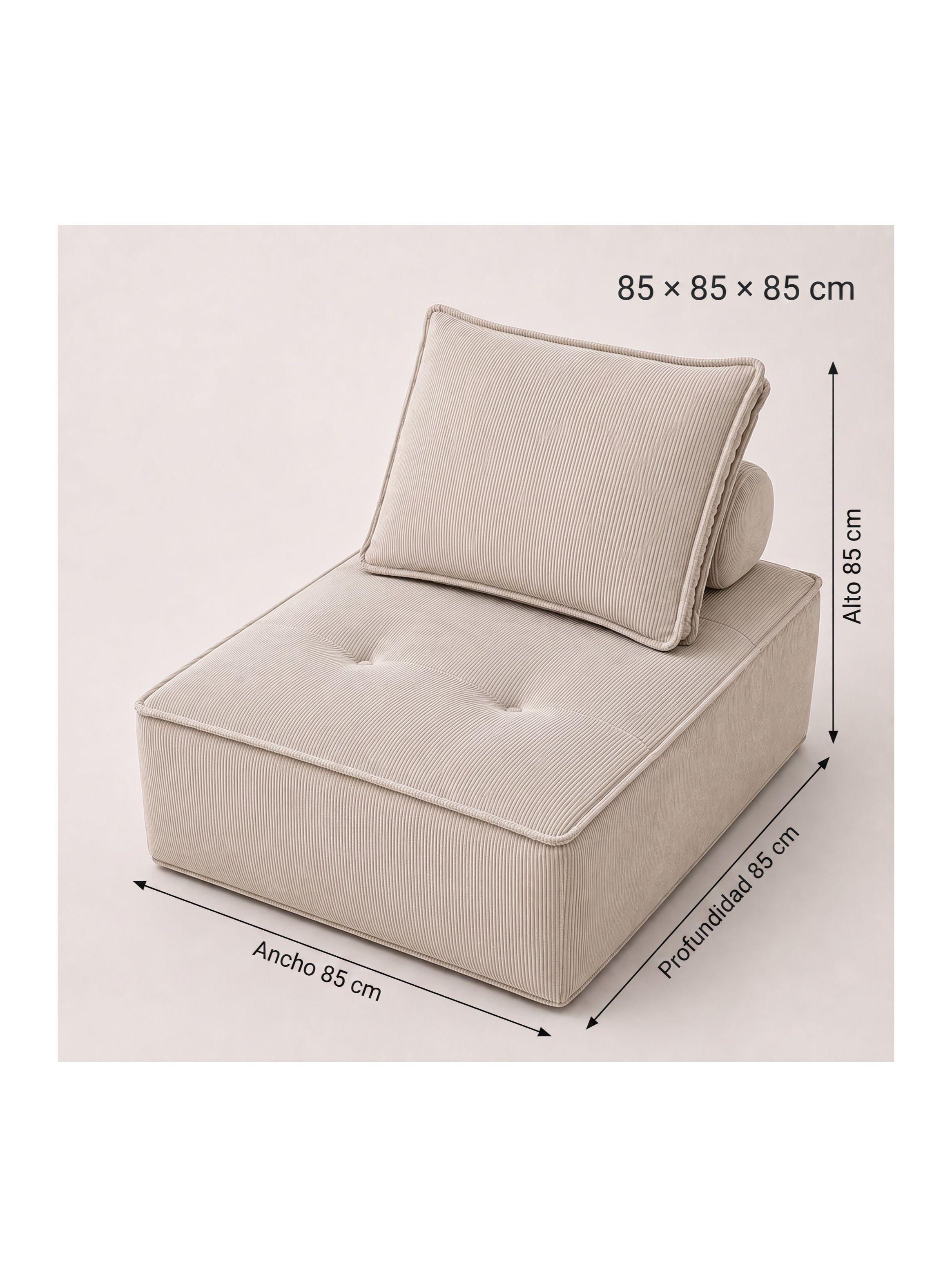 Sofá Lucía Modular Individual 85x85x85 Cm Sin Brazos Rayado-2