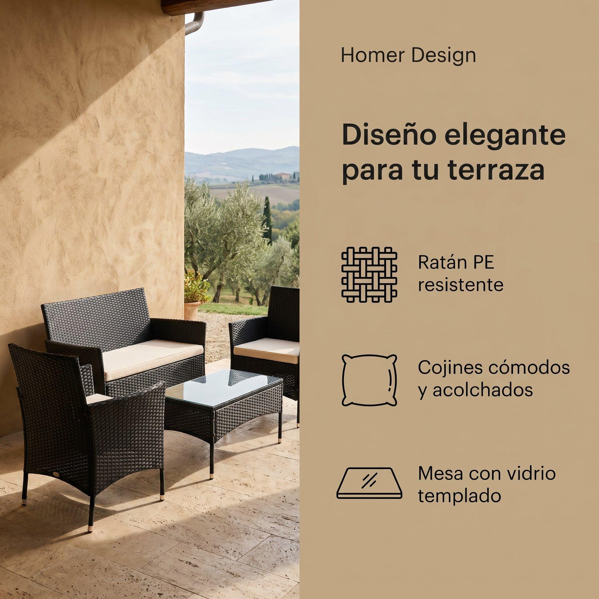 Juego De Living De Terraza 4 Piezas Para Exterior Homer-2
