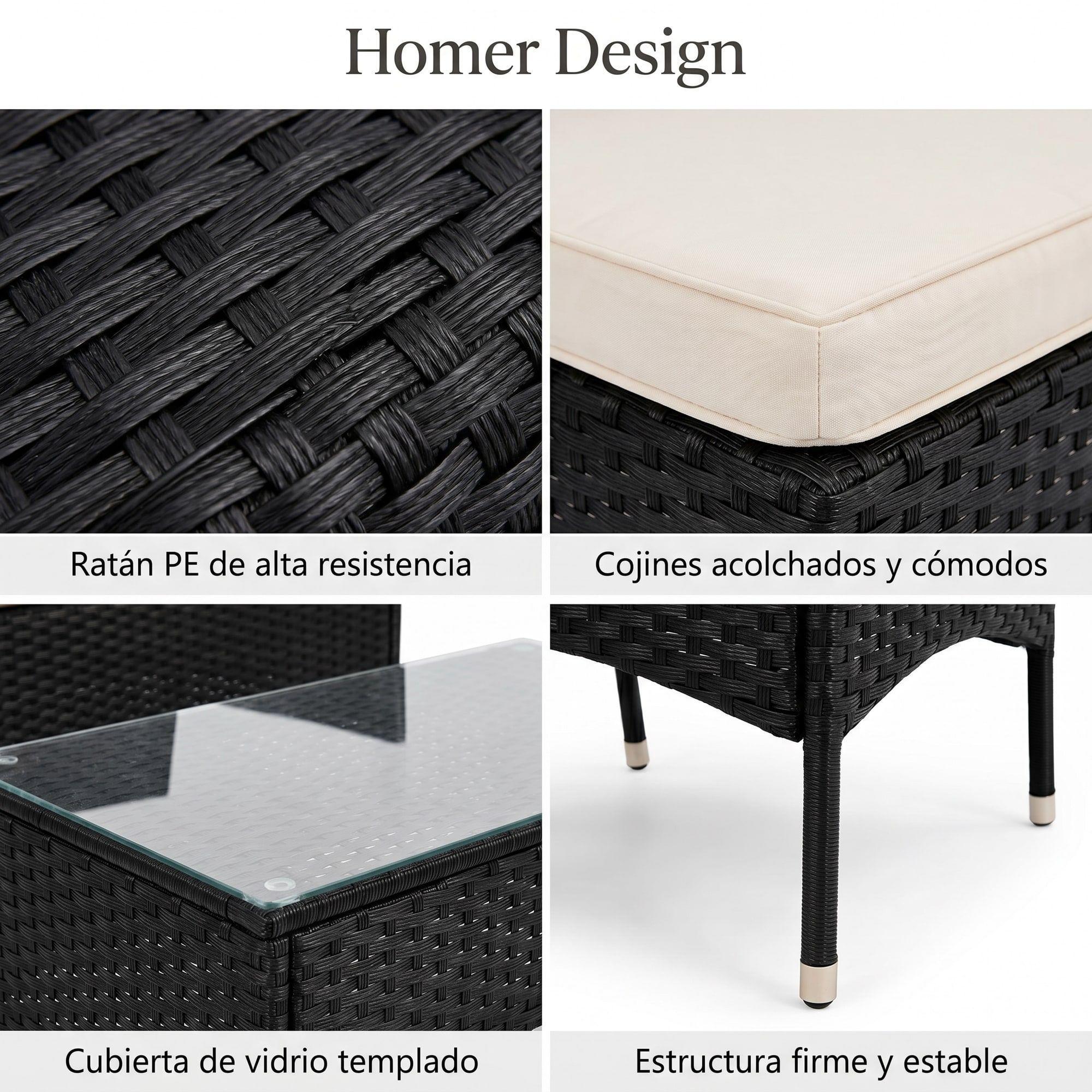 Juego De Living De Terraza 4 Piezas Para Exterior Homer-4