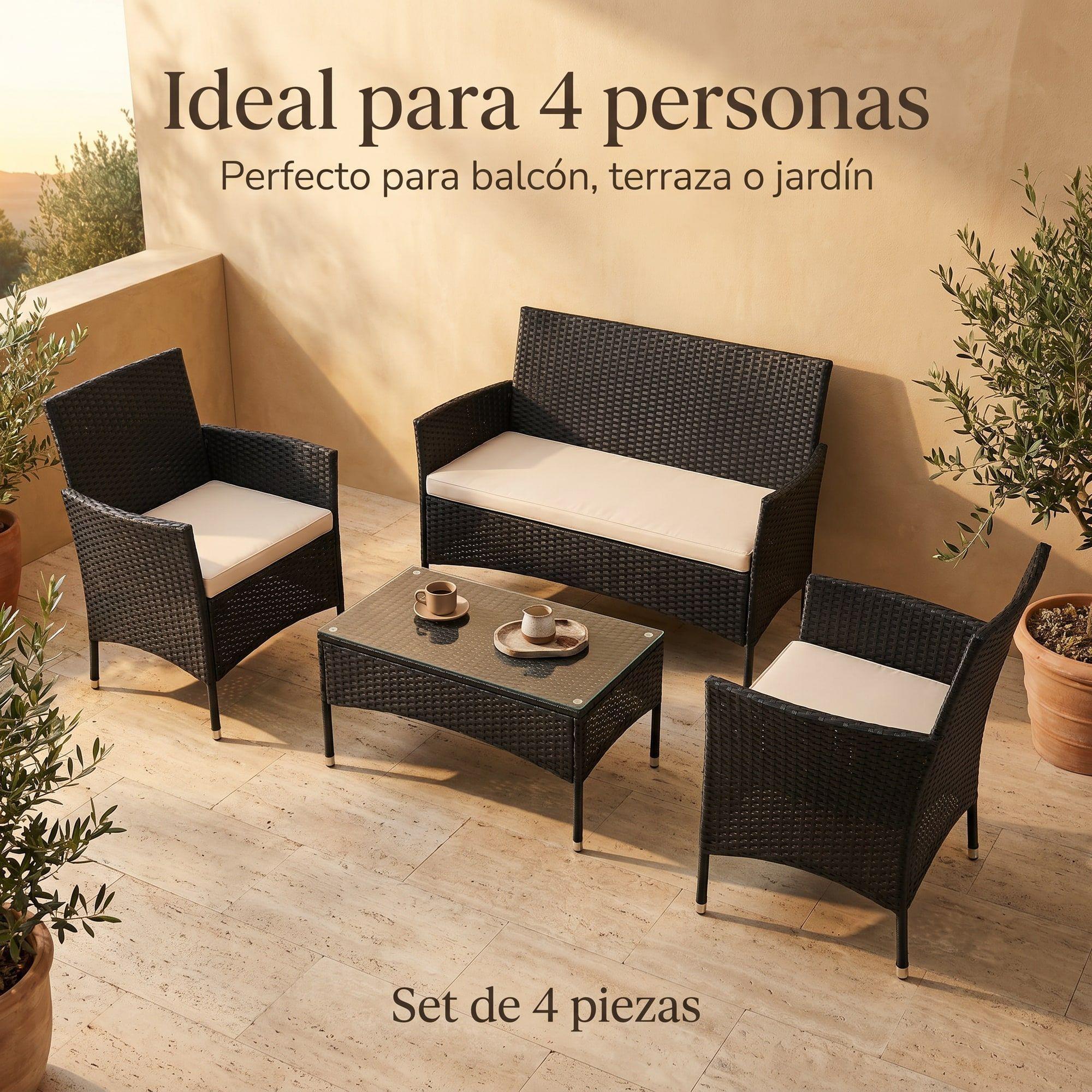 Juego De Living De Terraza 4 Piezas Para Exterior Homer-7