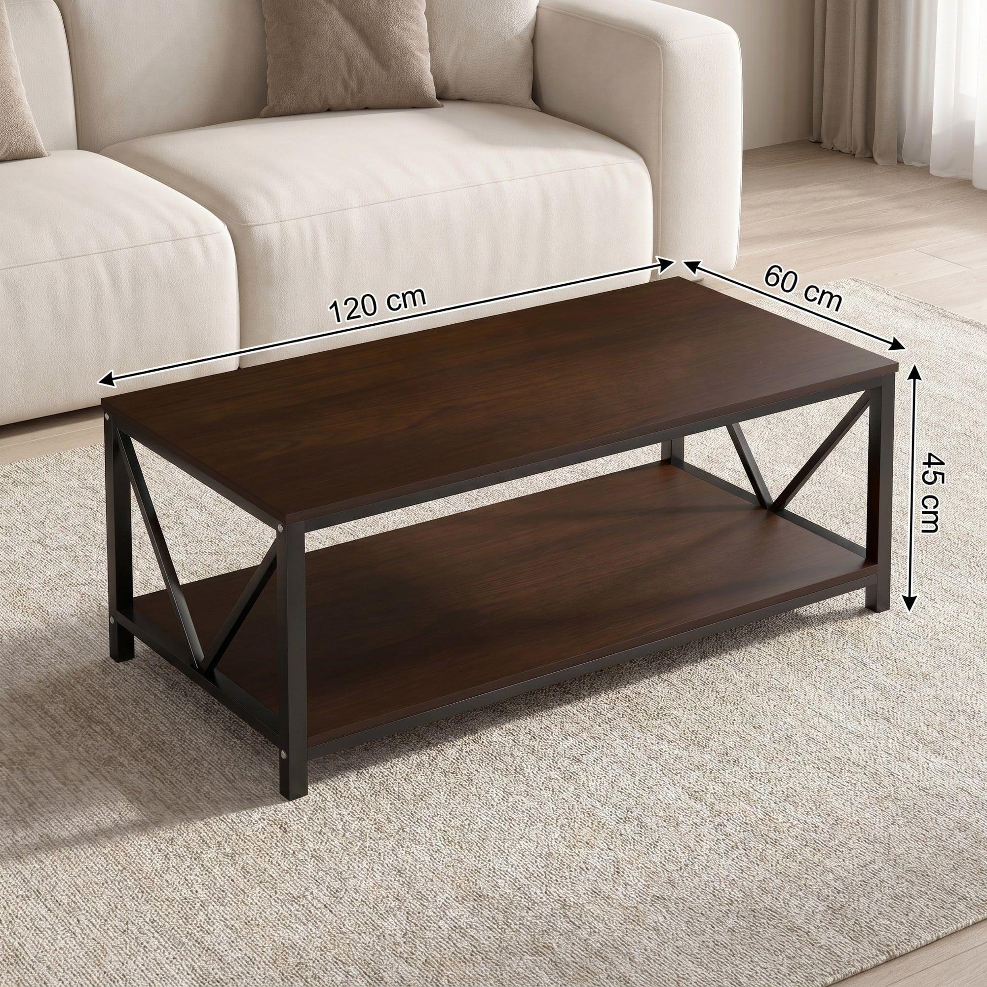 Mesa De Centro Minimalista Con Cubierta De Melamina Color Marrón Oscuro-2