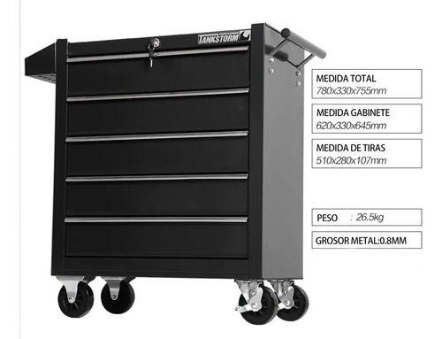 Carro Gabinete Para Herramientas Metálico Profesional Negro-2
