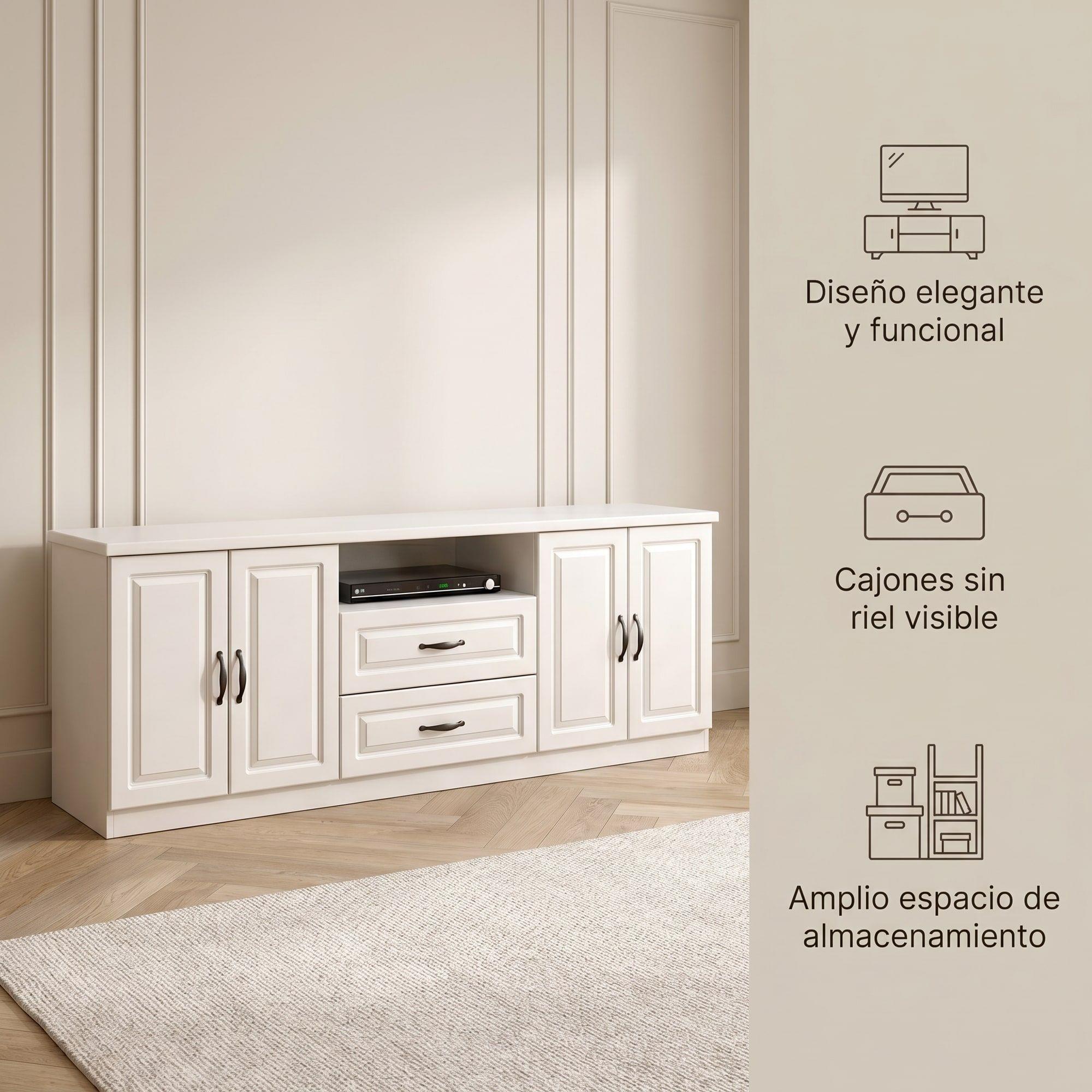 Rack Tv 140x40x70cm Alto Estilo Europeo Hecho En Melamina-3