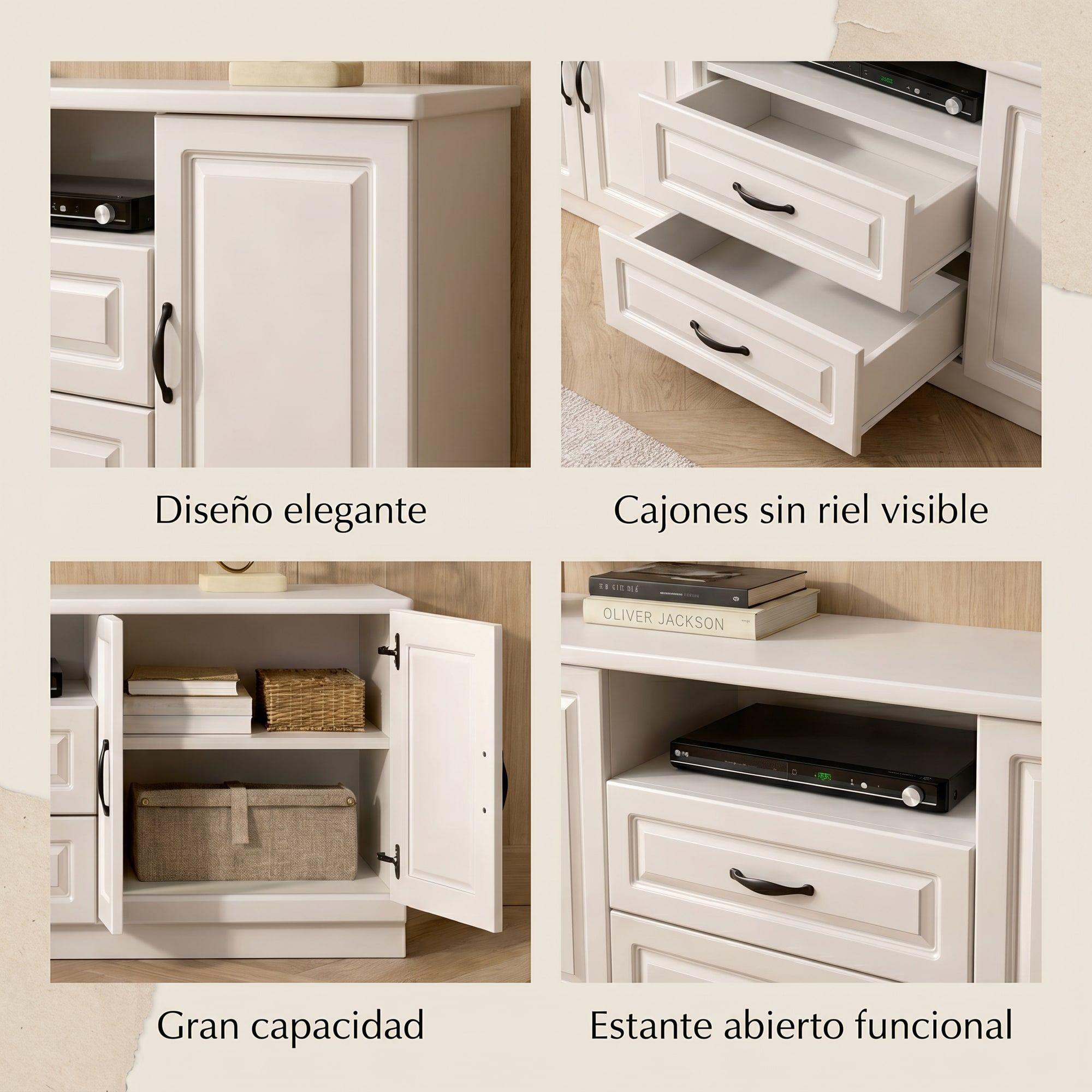 Rack Tv 140x40x70cm Alto Estilo Europeo Hecho En Melamina-5