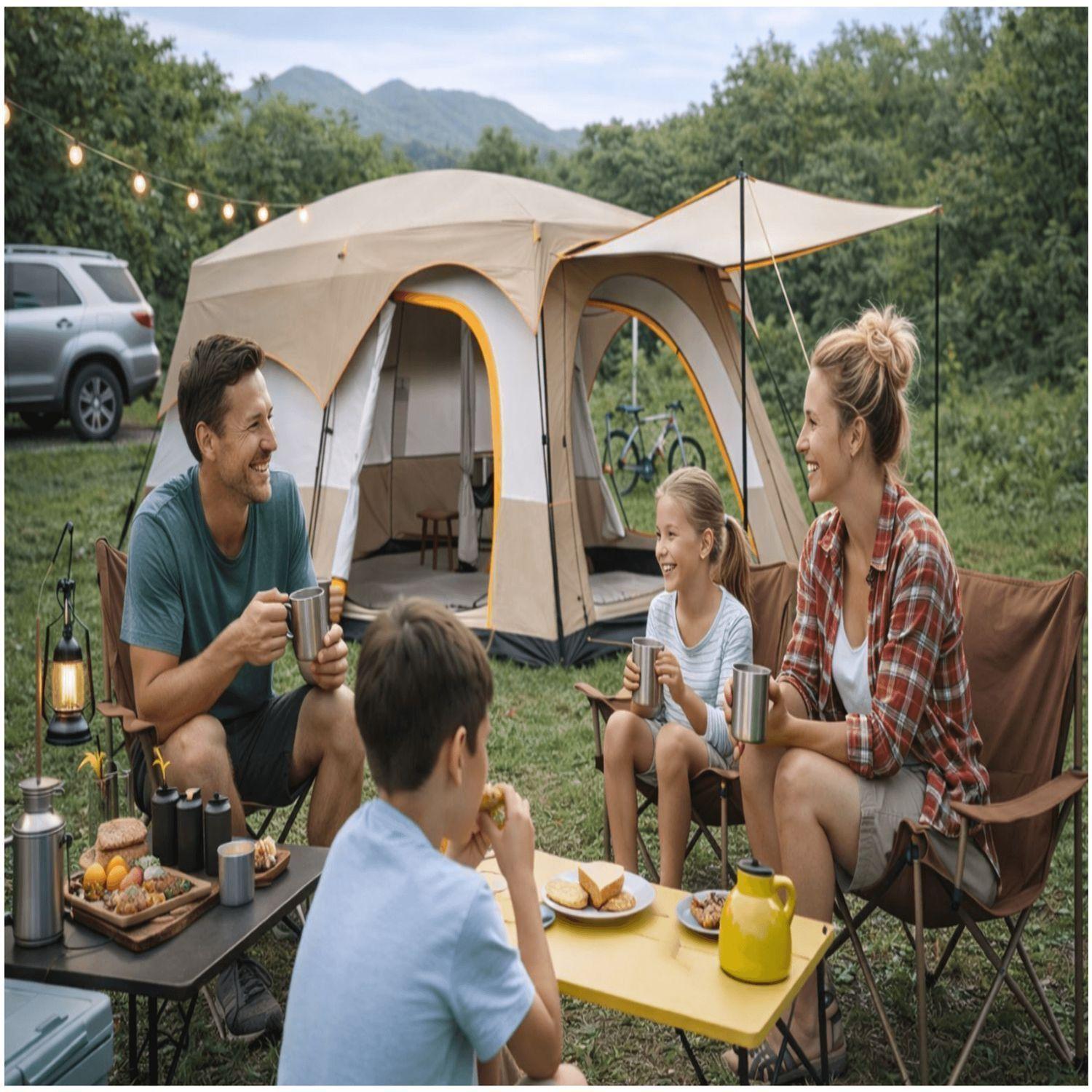 Carpa 12 Personas Techo Largo Color Marronclaro Homeroutdoor-0