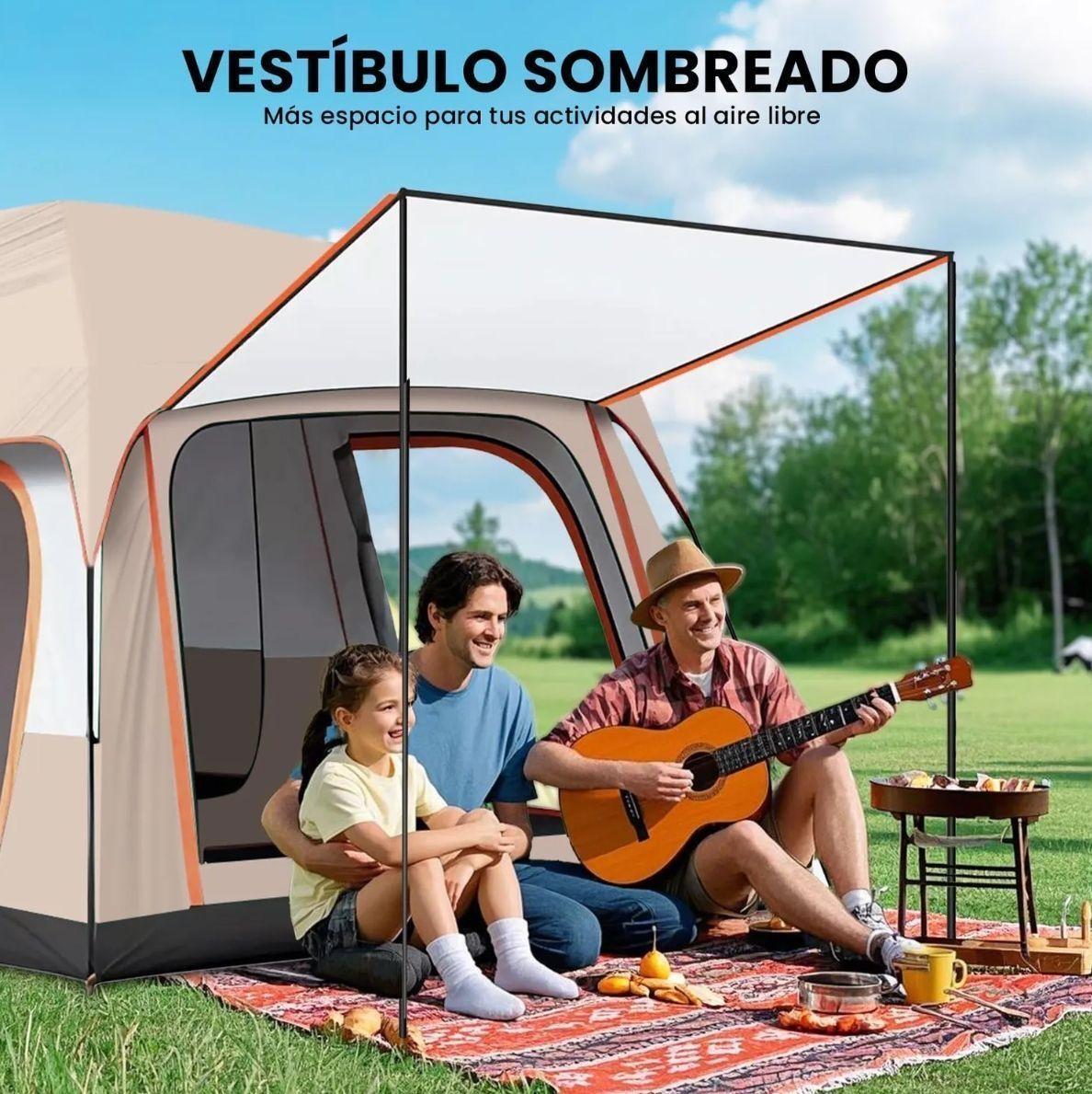 Carpa 12 Personas Techo Largo Color Marronclaro Homeroutdoor-1