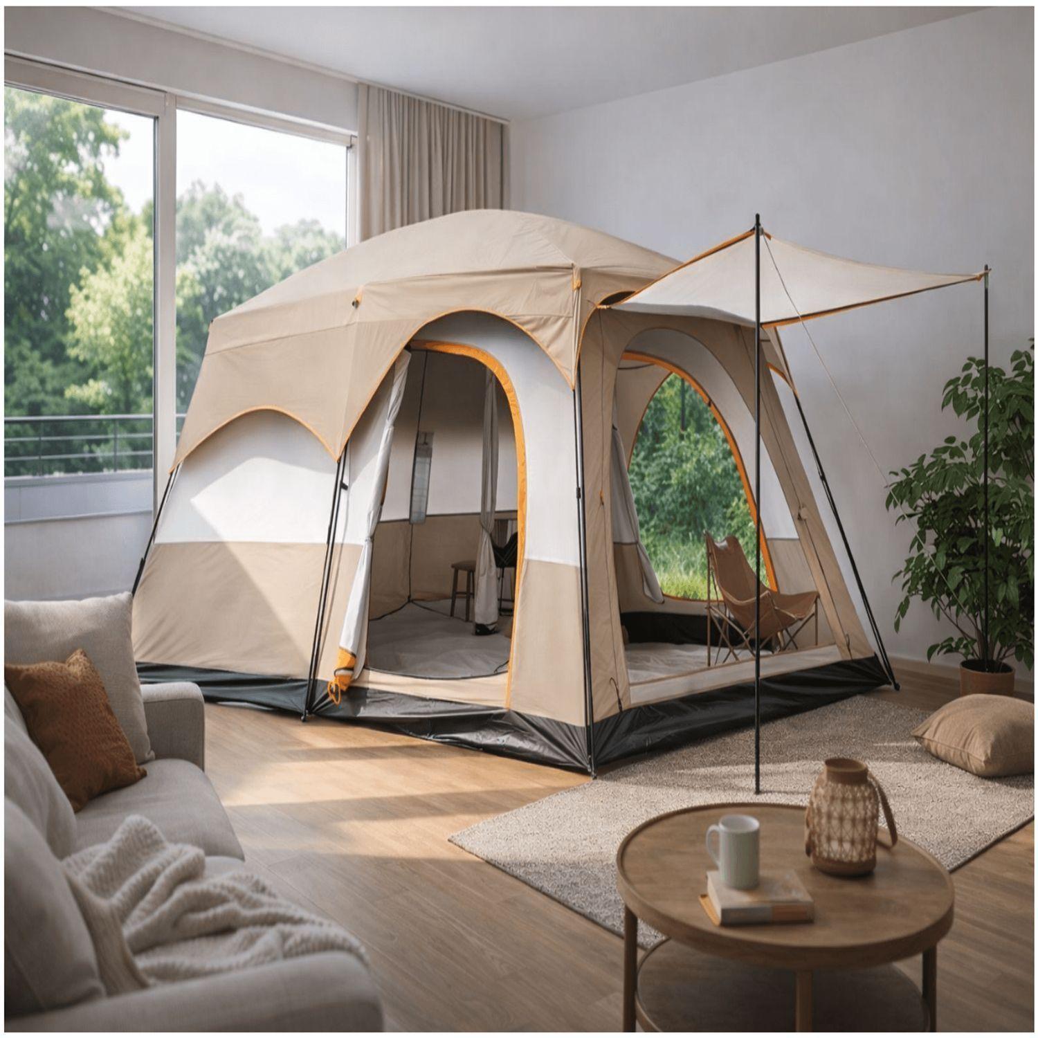Carpa 12 Personas Techo Largo Color Marronclaro Homeroutdoor-2