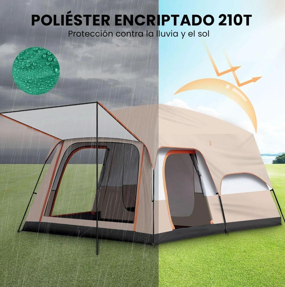 Carpa 12 Personas Techo Largo Color Marronclaro Homeroutdoor-3