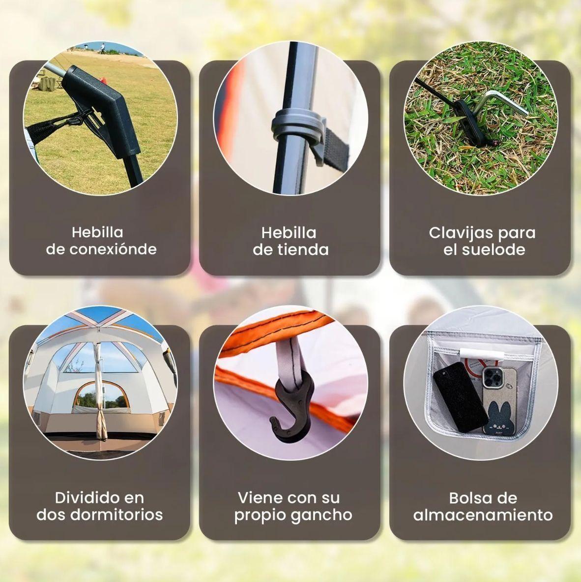 Carpa 12 Personas Techo Largo Color Marronclaro Homeroutdoor-4
