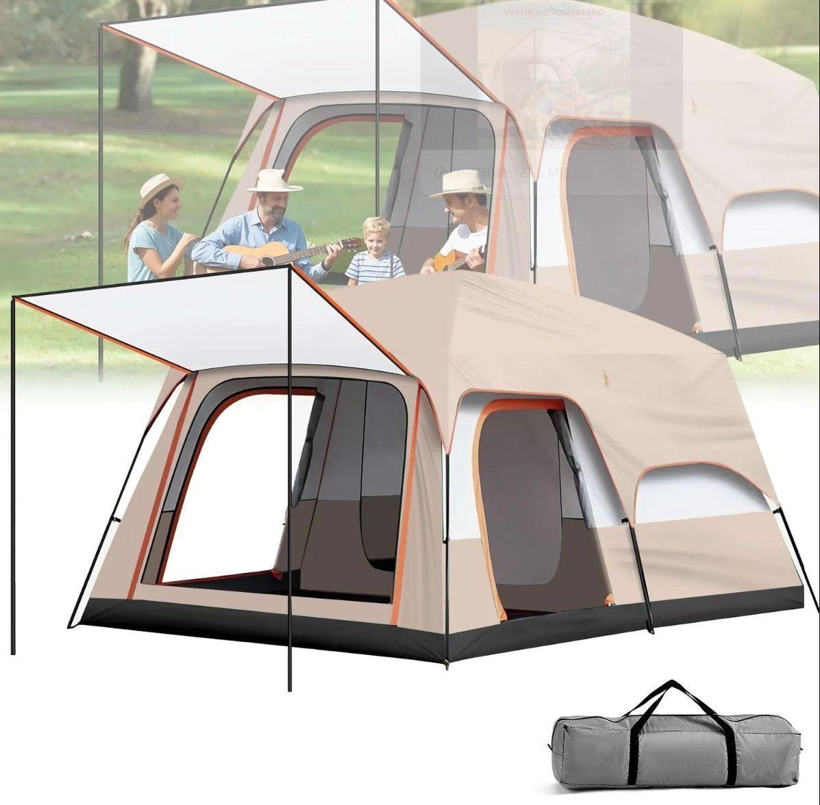 Carpa 12 Personas Techo Largo Color Marronclaro Homeroutdoor-5