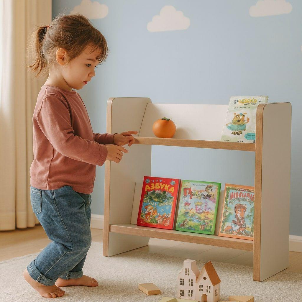 Biblioteca Librero Infantil 2 Niveles Estante 57x43x26cm Blanco 2 Niveles-0