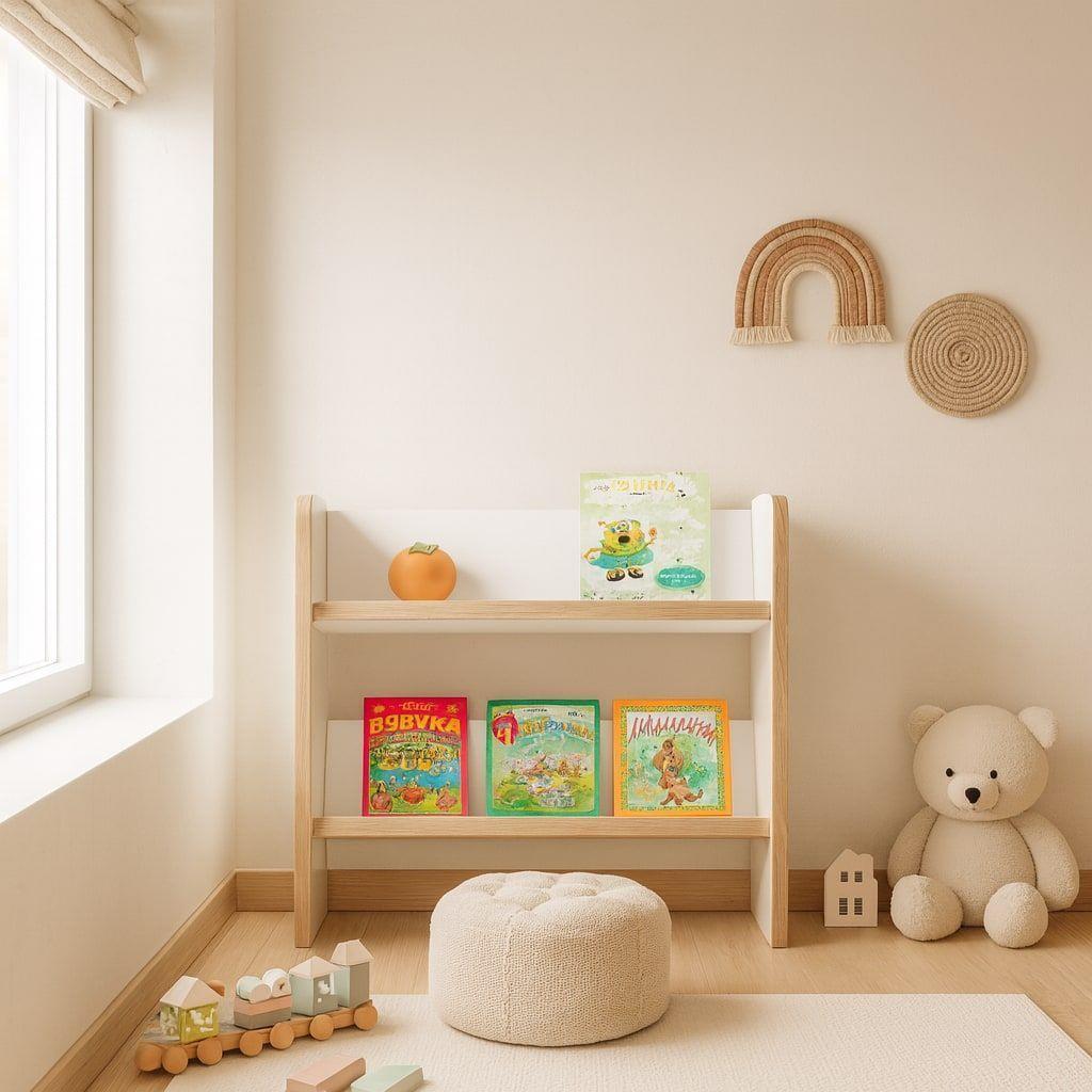 Biblioteca Librero Infantil 2 Niveles Estante 57x43x26cm Blanco 2 Niveles-3