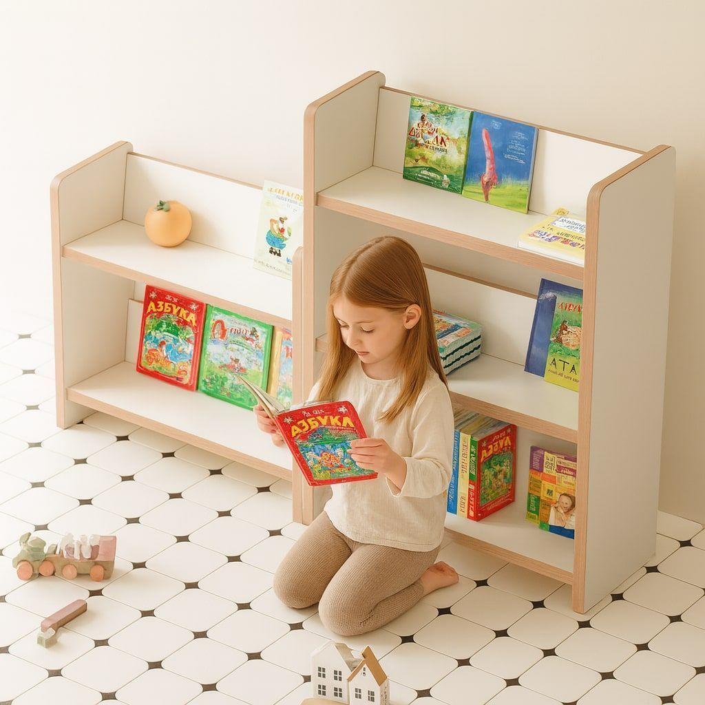 Biblioteca Librero Infantil 2 Niveles Estante 57x43x26cm Blanco 2 Niveles-6
