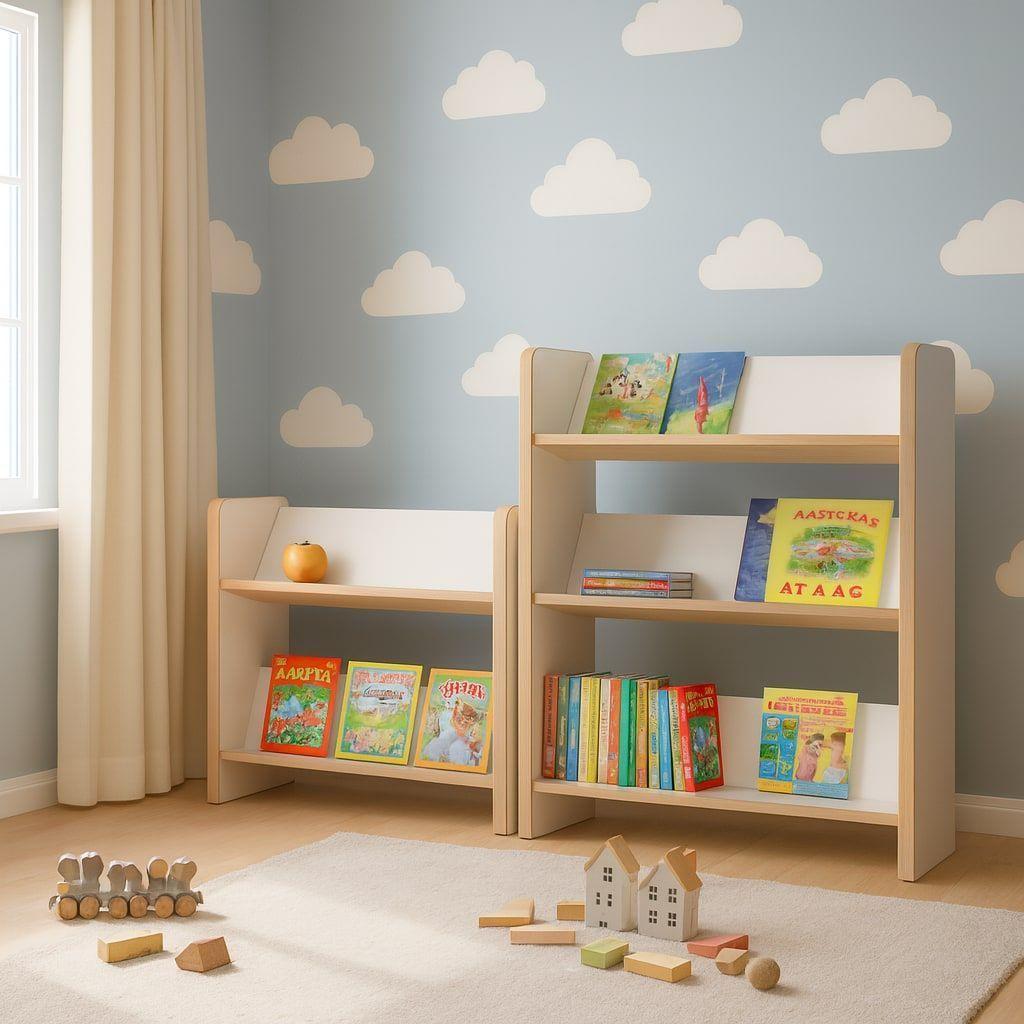 Biblioteca Librero Infantil 2 Niveles Estante 57x43x26cm Blanco 2 Niveles-7