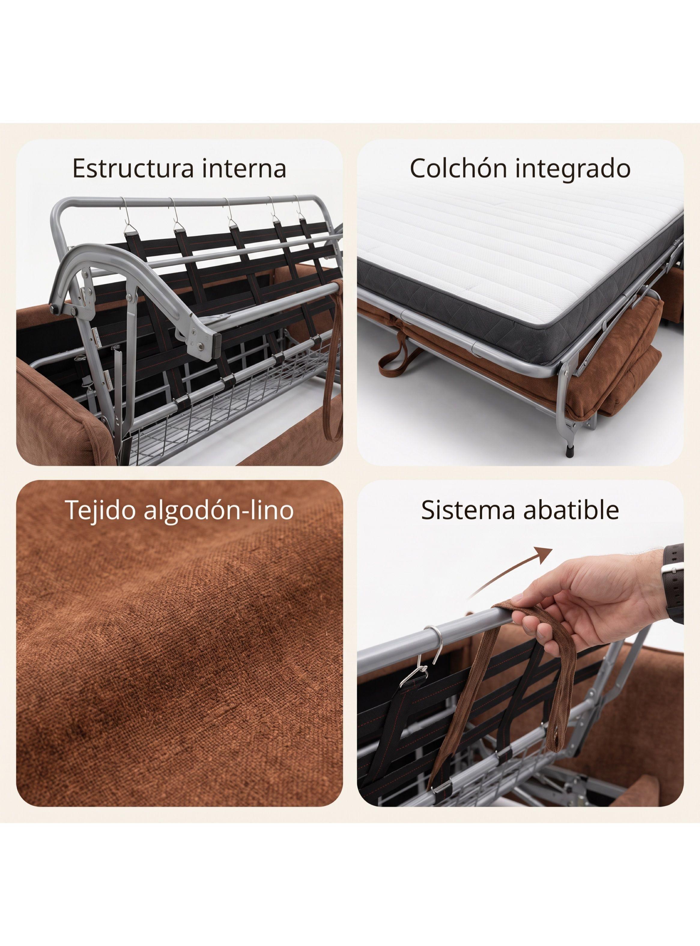 Valentina Sofá Cama 3 Cuerpos Con Colchón Integrado 195 Cm-3