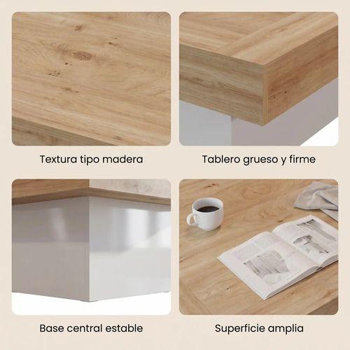 Mesa De Centro Minimalista Con Cubierta De Melamina 90x90cm Color Marrón Claro-3