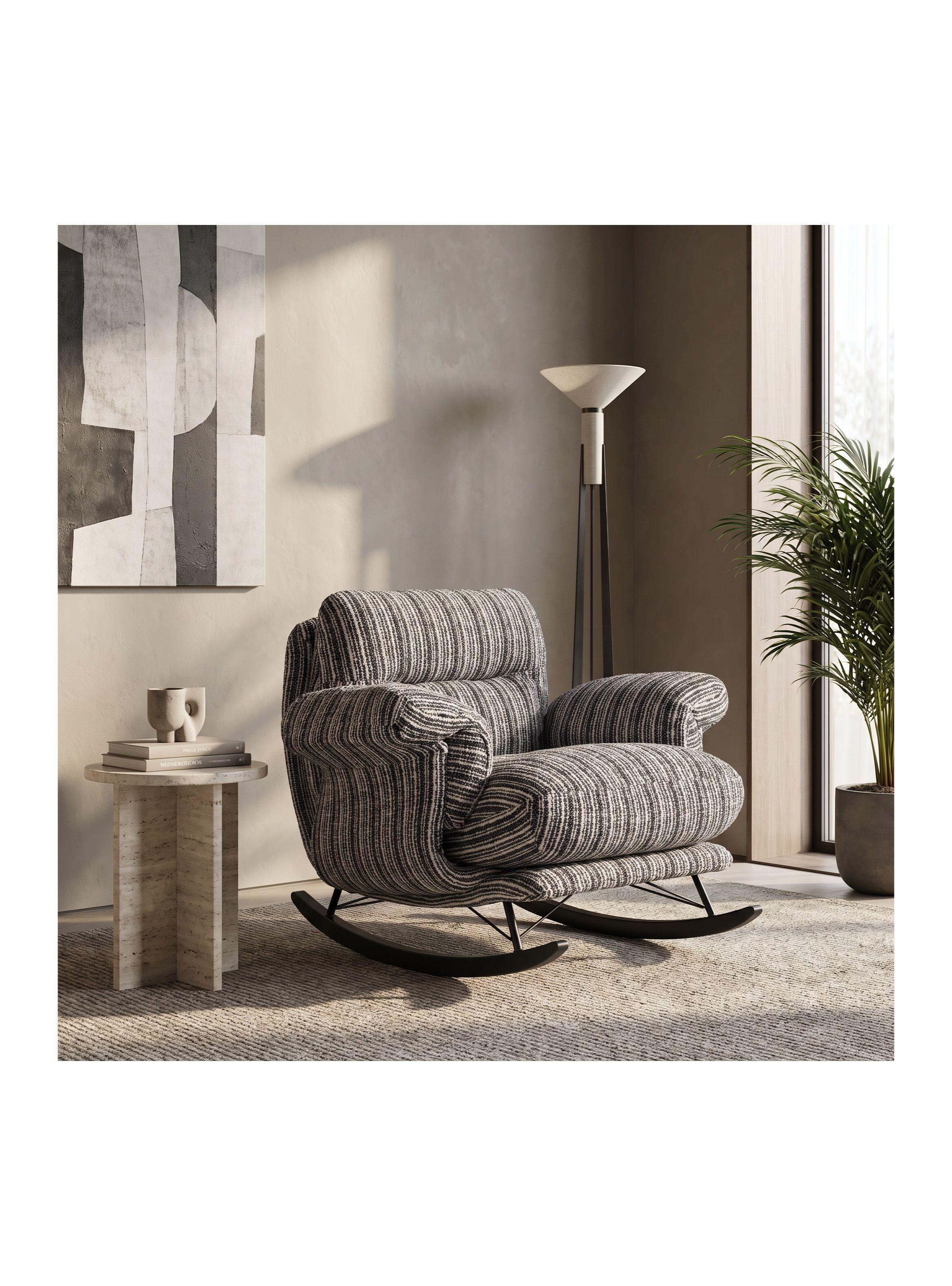 Sillón Mecedor Reclinable Amélie Chenilla Con Respaldo Alto-0