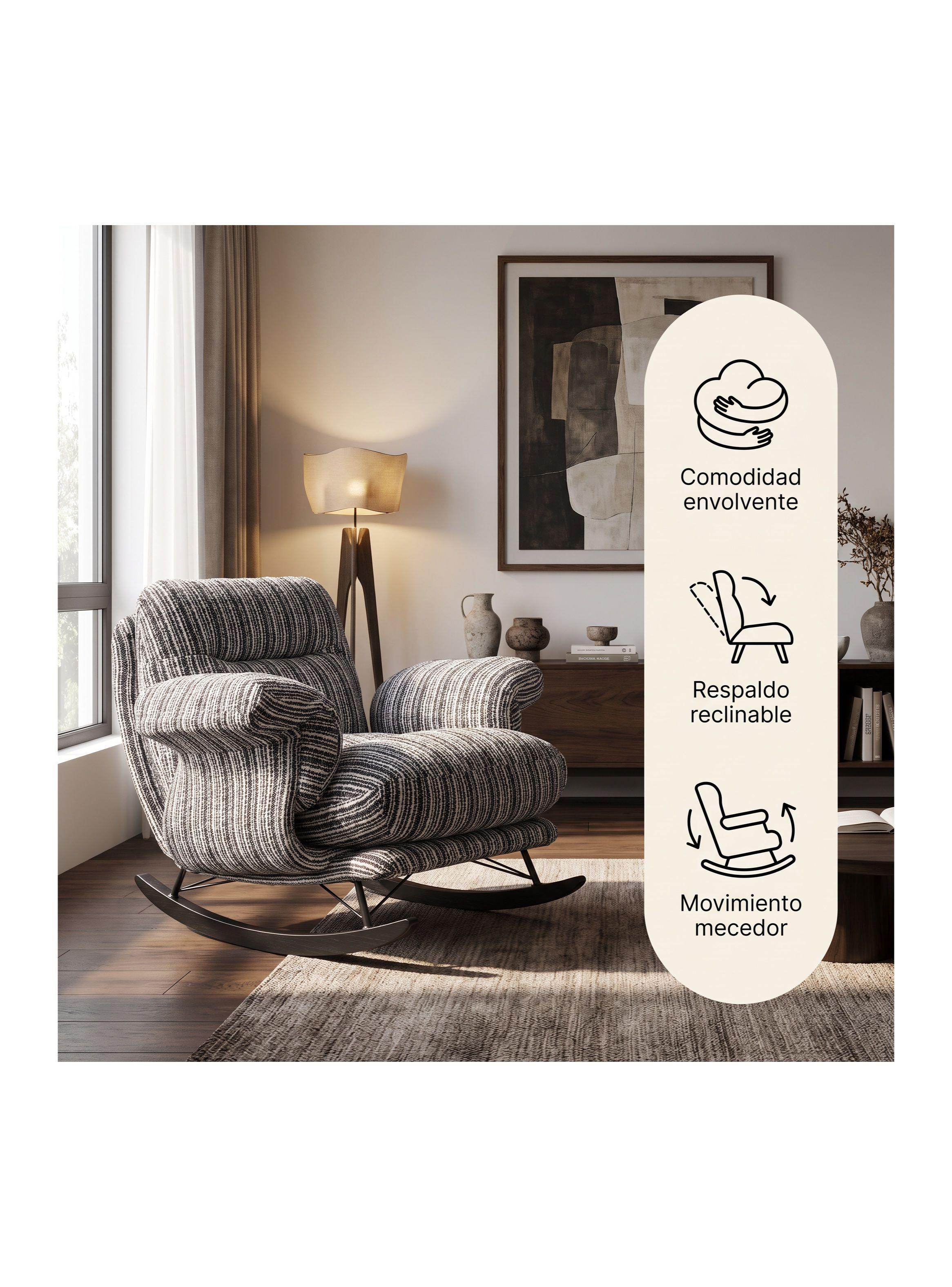 Sillón Mecedor Reclinable Amélie Chenilla Con Respaldo Alto-1