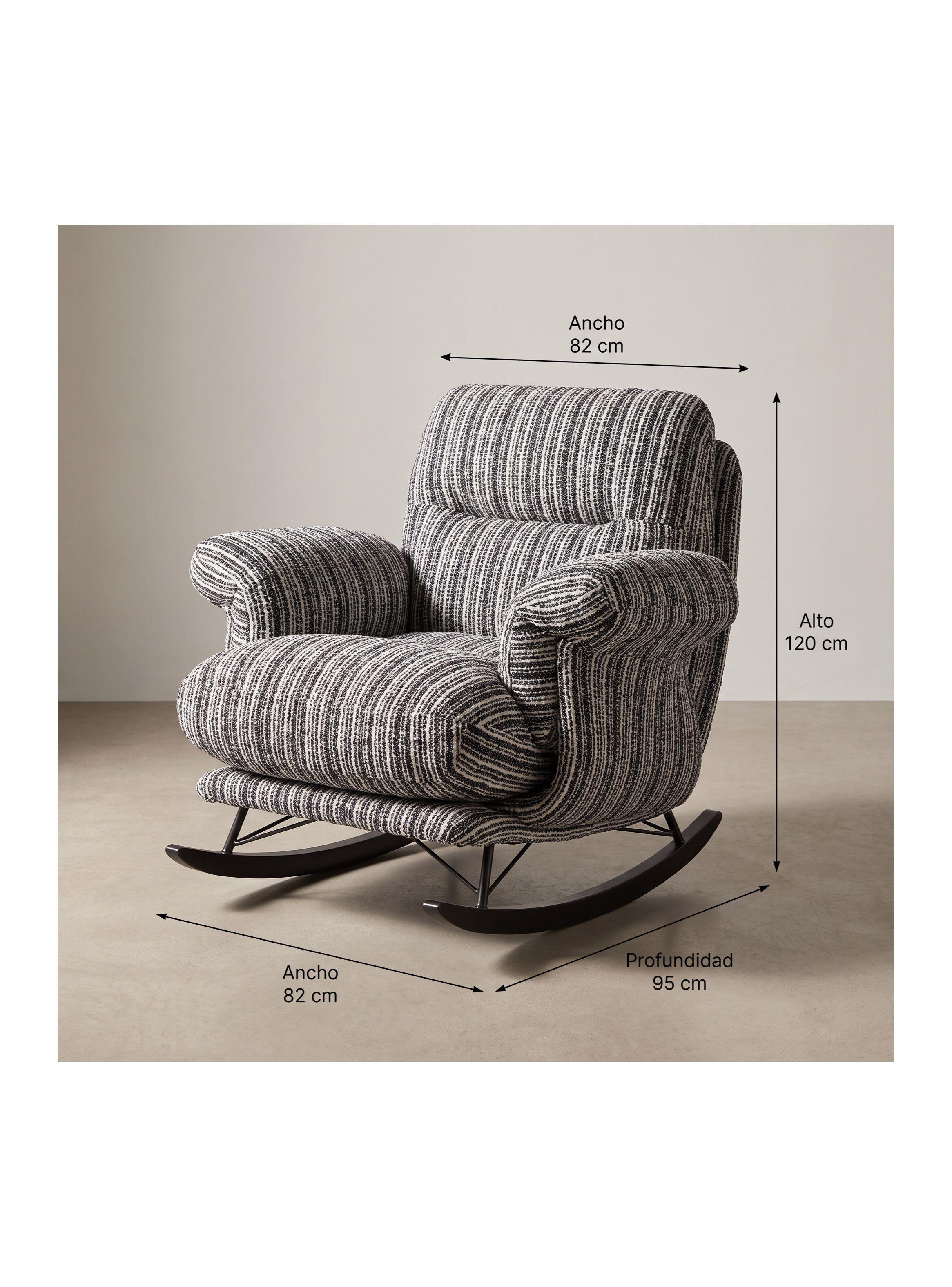 Sillón Mecedor Reclinable Amélie Chenilla Con Respaldo Alto-2