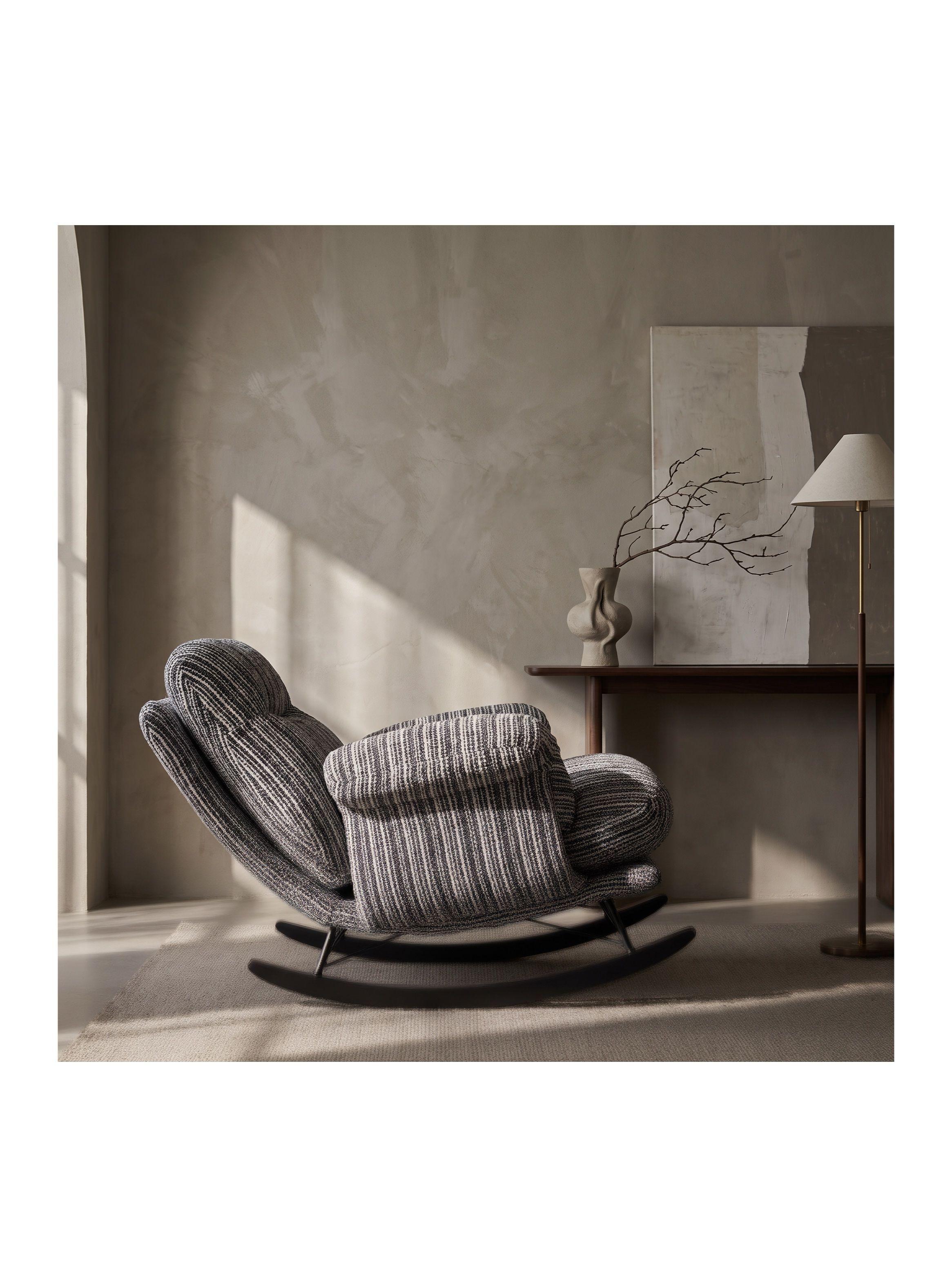 Sillón Mecedor Reclinable Amélie Chenilla Con Respaldo Alto-4