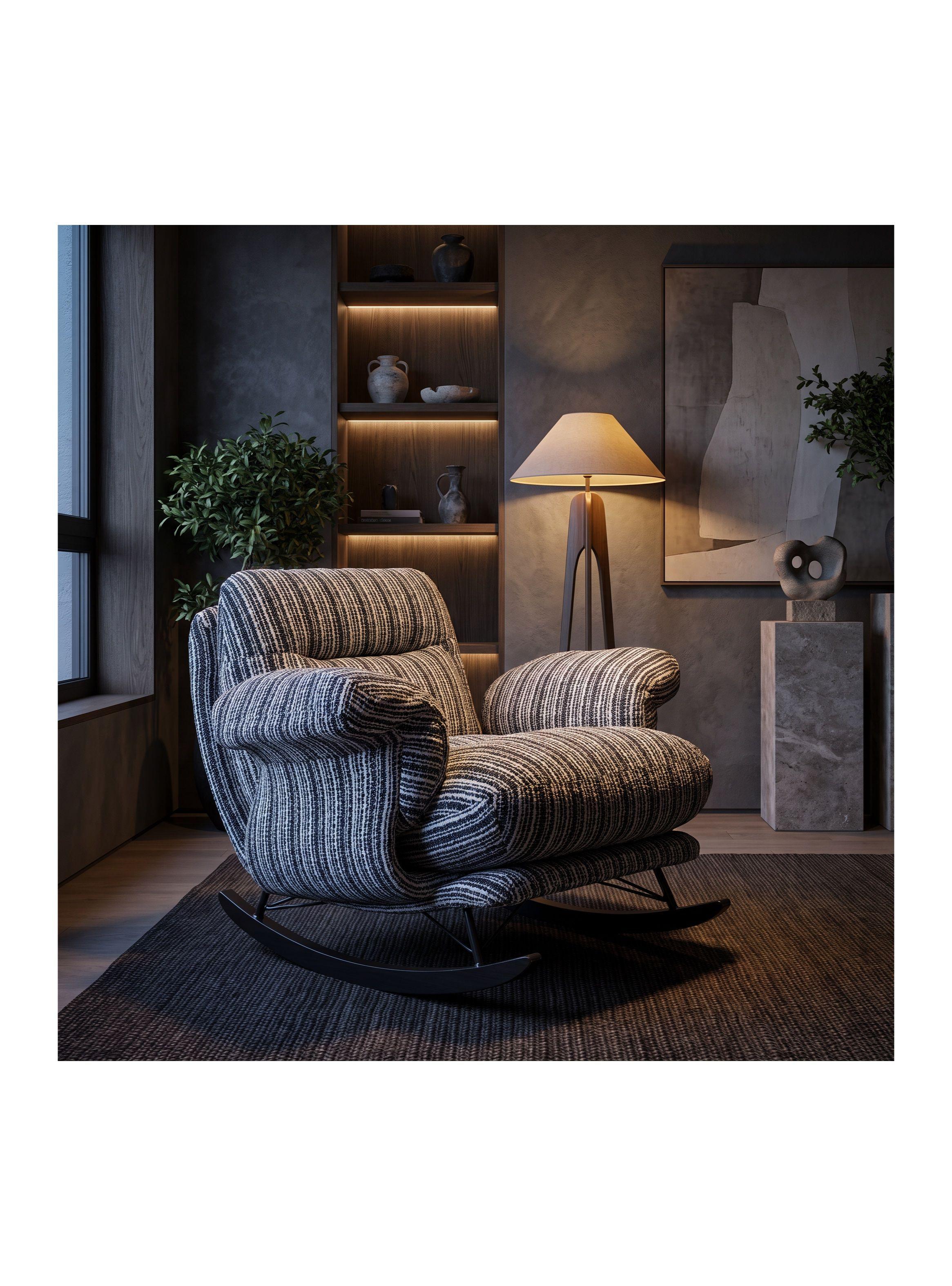 Sillón Mecedor Reclinable Amélie Chenilla Con Respaldo Alto-6