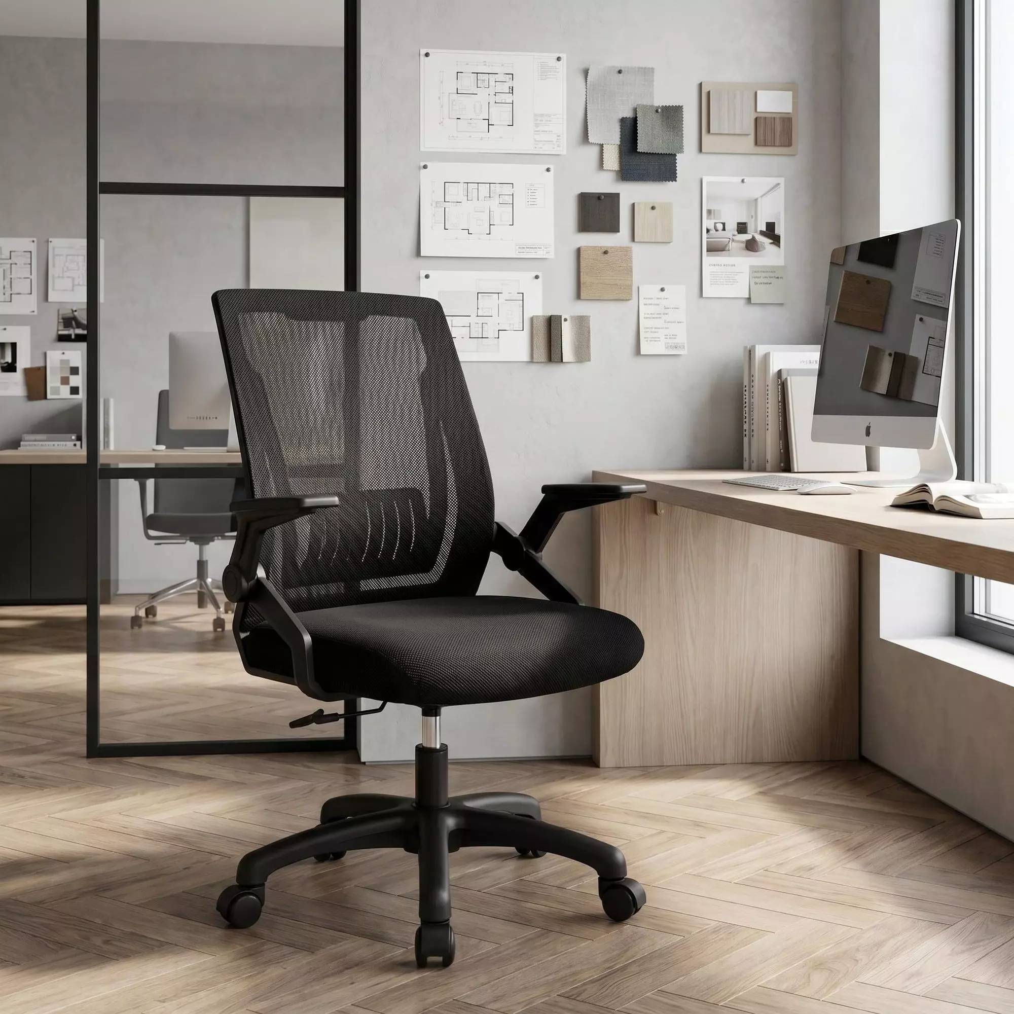 Silla De Oficina Escritorio Ejecutiva Ecomonico Resistente Negro Poliéster-0